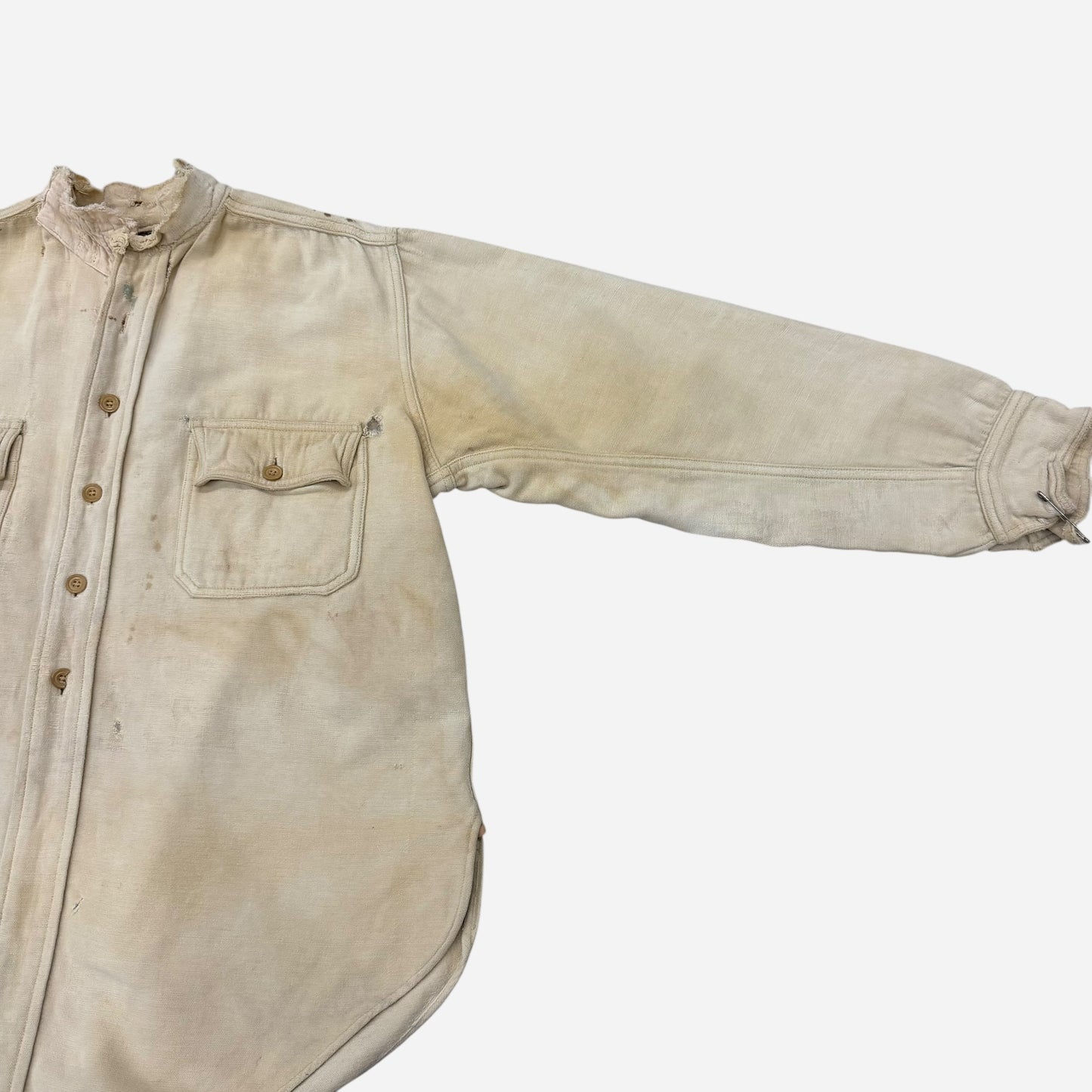1930s Heavy cotton moleskin collarless work shirt (M/L)