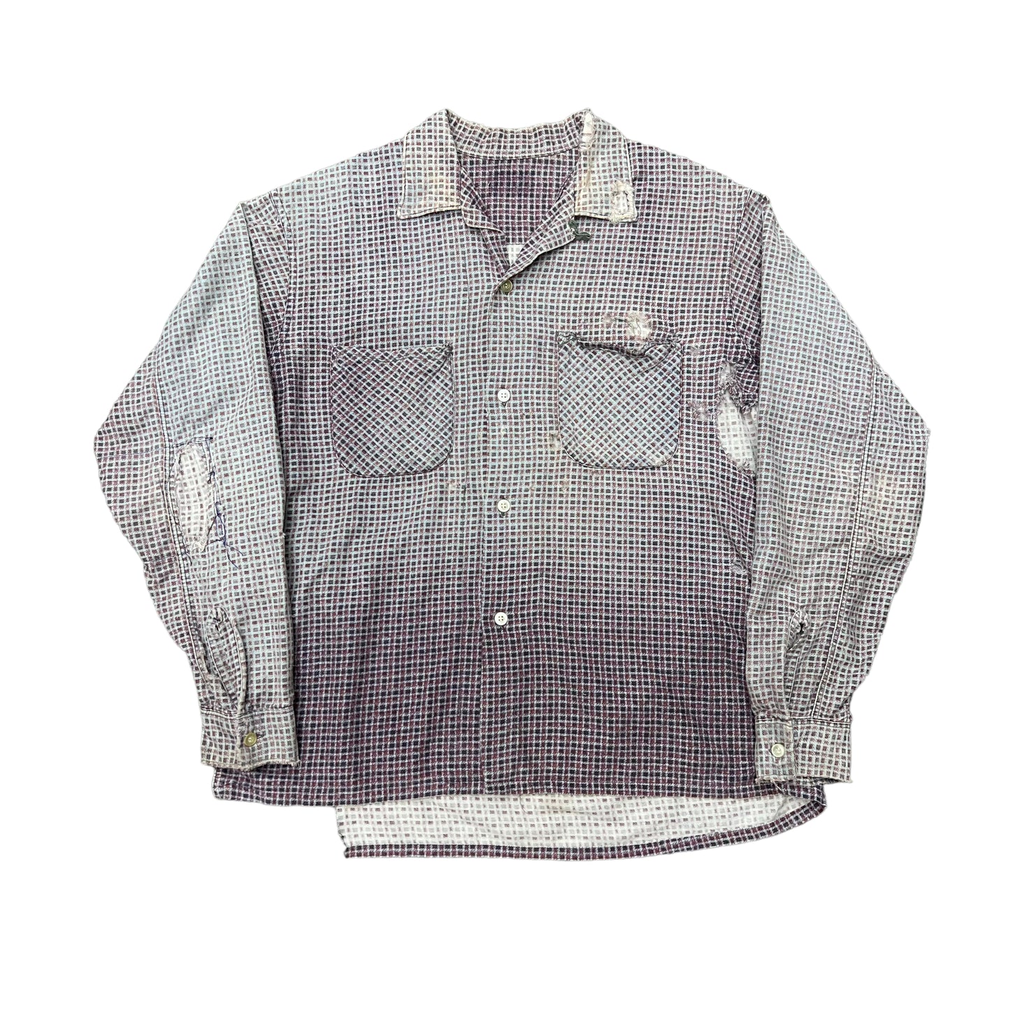 1950s Purple plaid sun faded cotton shirt flannel (M)