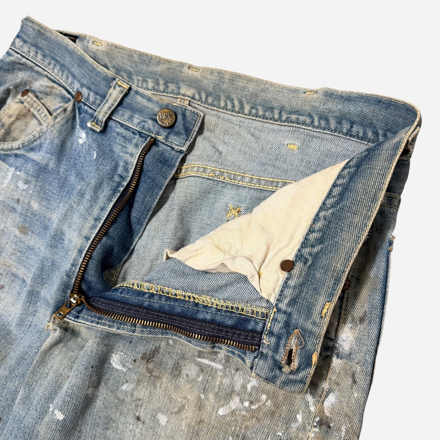 1960s Lee Riders paint splattered half selvedge jeans (32w)