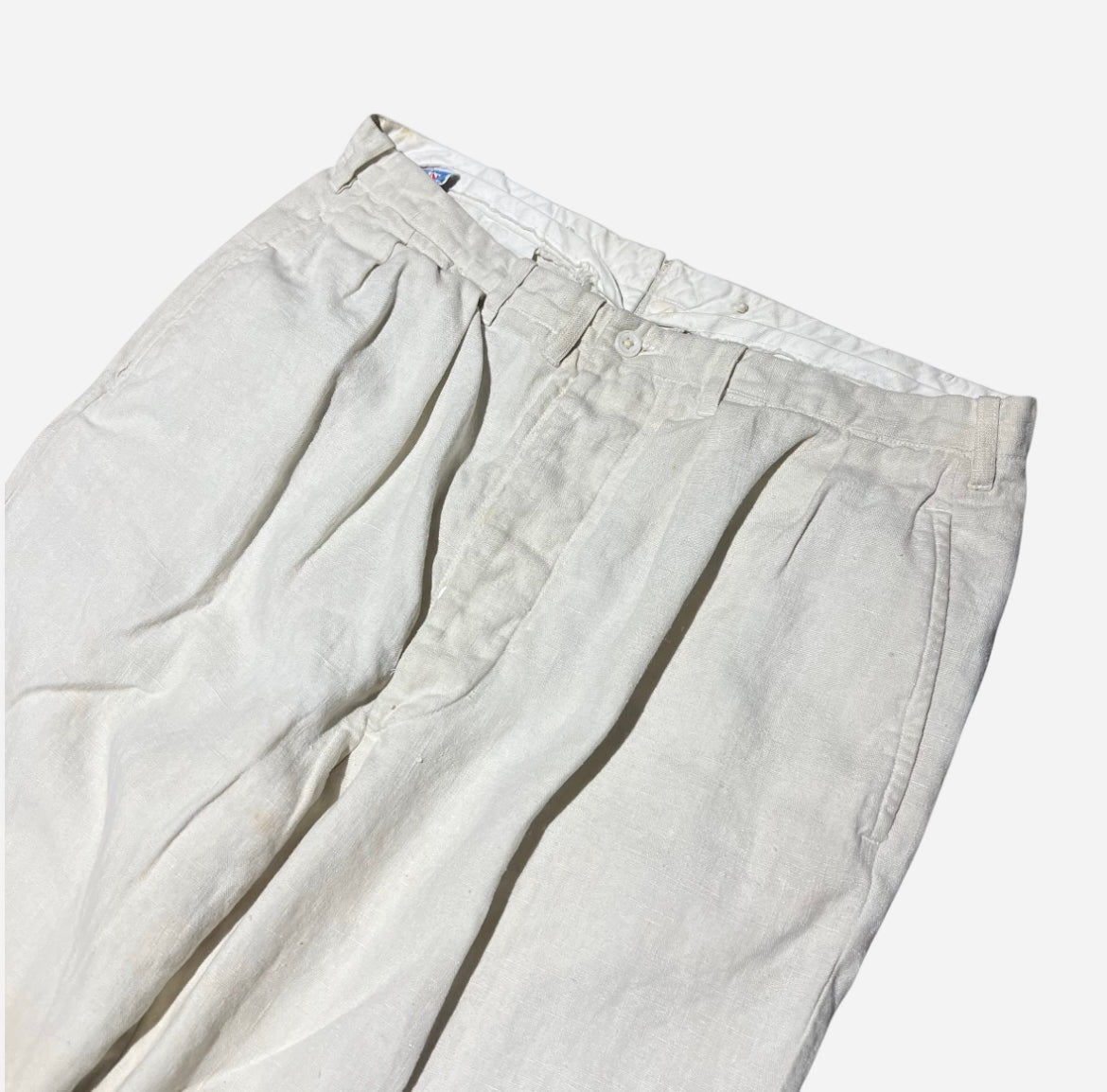1930s Happy Man white linen pleated pants (29w)