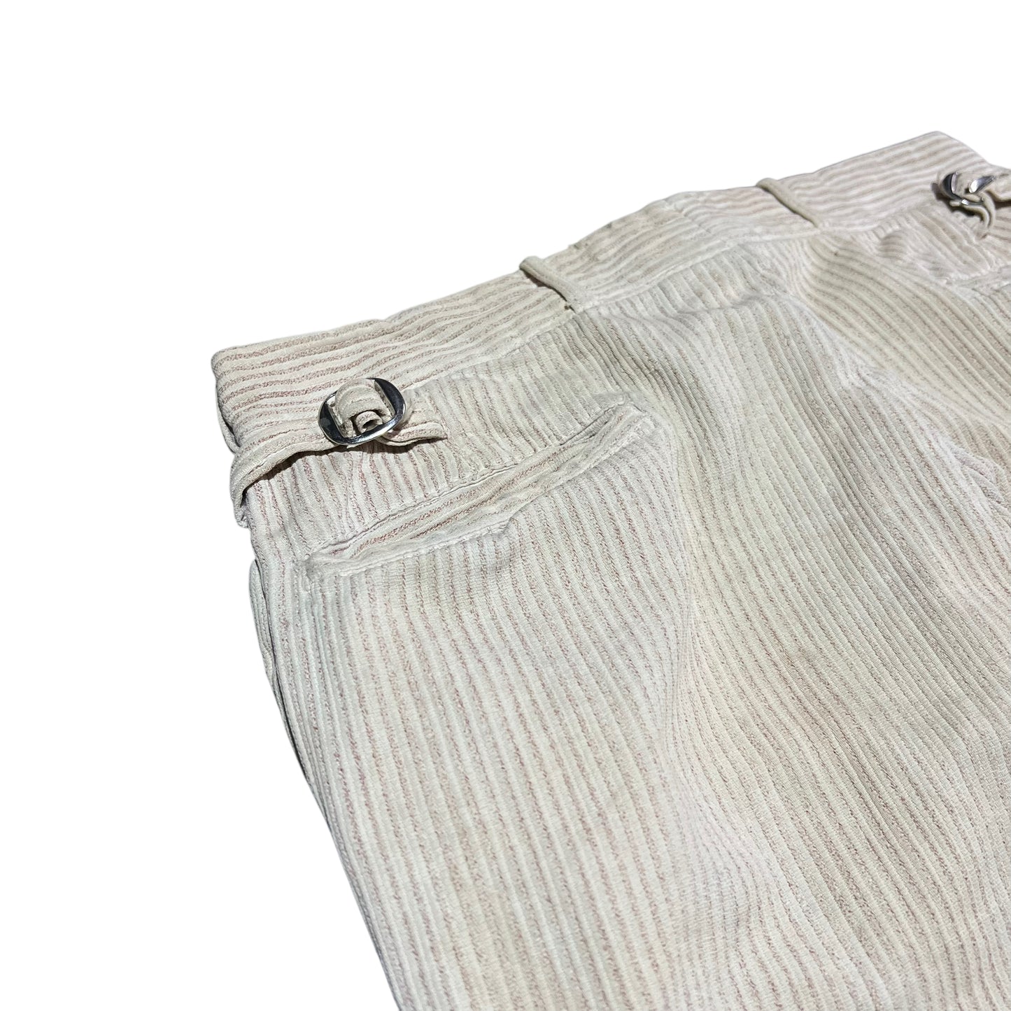 1930s Stifel white striped cotton side clasp pants (30w)