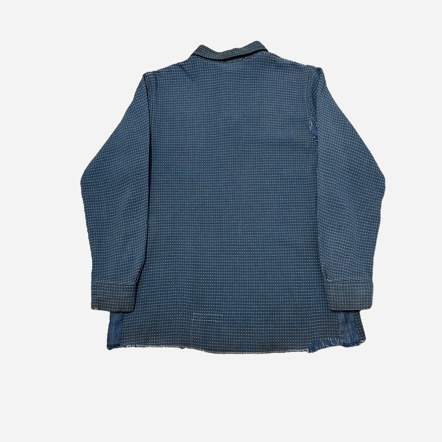 1920s Heavy cotton/ jacquard blue polka dot pattern shirt (S/M)