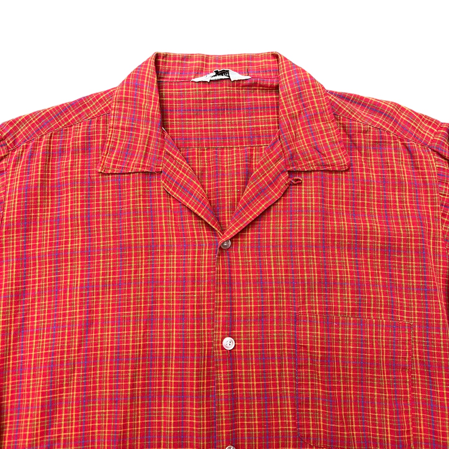 1950s Red orange cotton loop collar shirt (M/L)