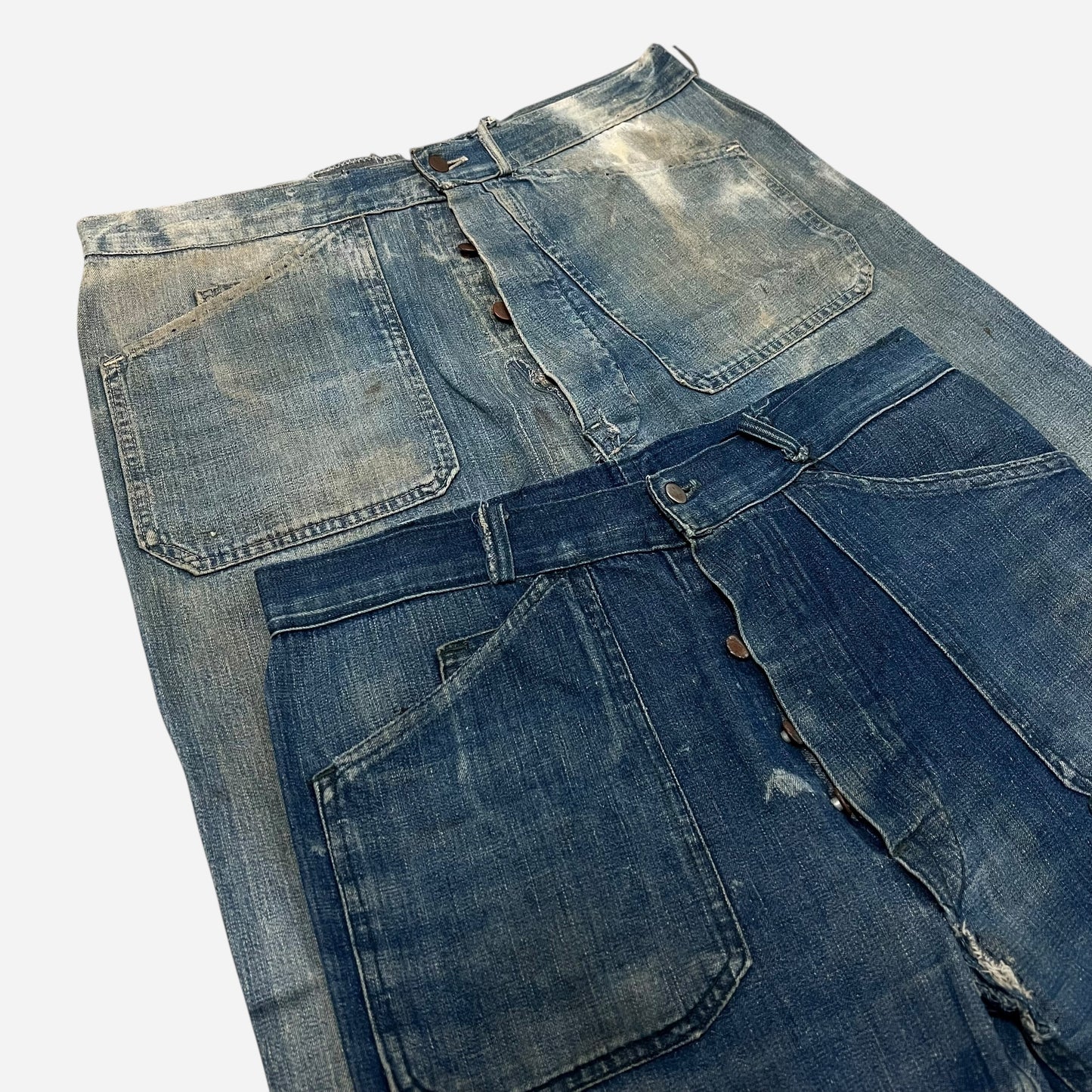 1940s Civilian purchase shipyard worker USN enlisted fatigue pocket lace back flared denim (33w)