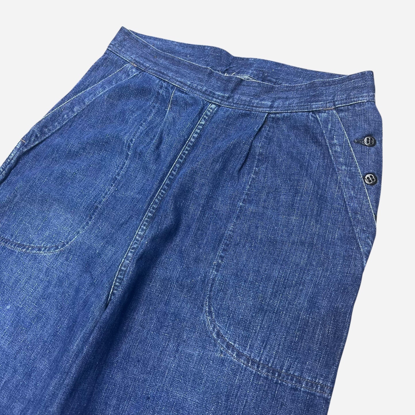 1940s W.A.V.E.S WWII USN Women’s buckle back denim jeans (28w)