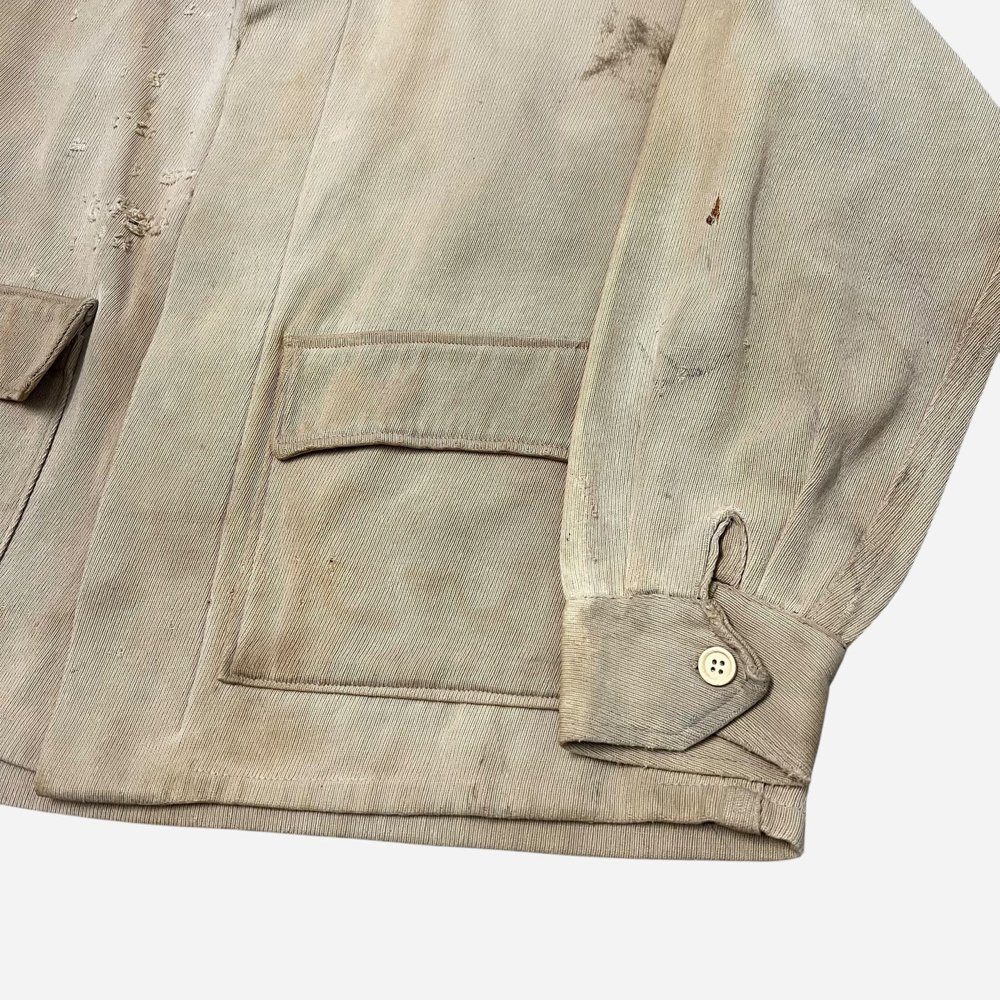 1940s White cotton whipcord work jacket (M)