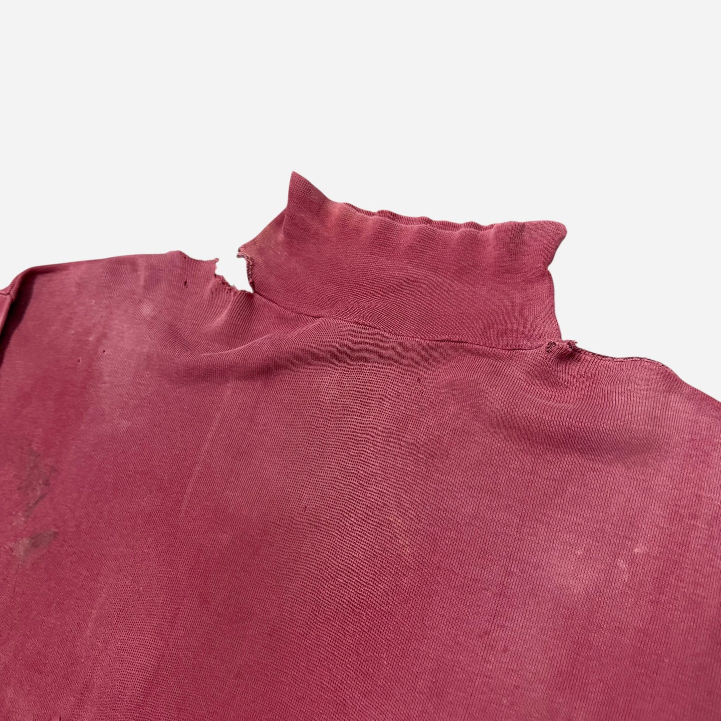 1940s Red sun faded farmer overall strap fade mock neck cotton shirt (L)
