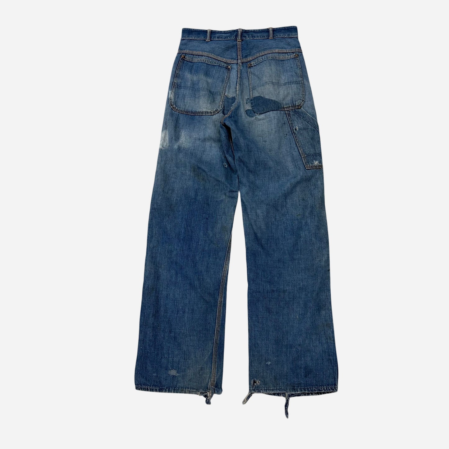 1940s “Red Snap” donut button fly repaired carpenter jeans (29w)