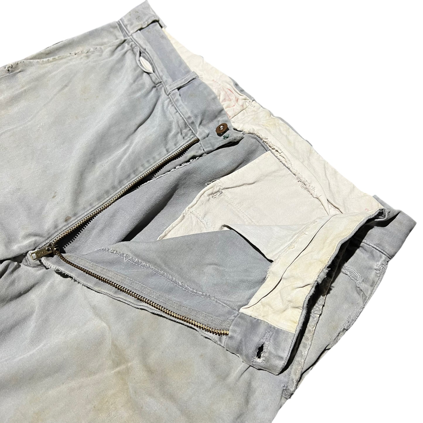 1950s Gray sail cloth chino work pants (34w)