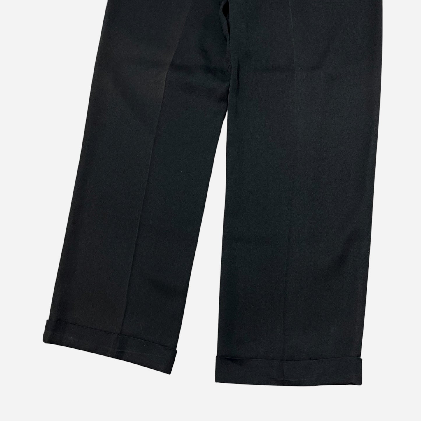 1950s Black rayon pleated drop loop pants (30w)