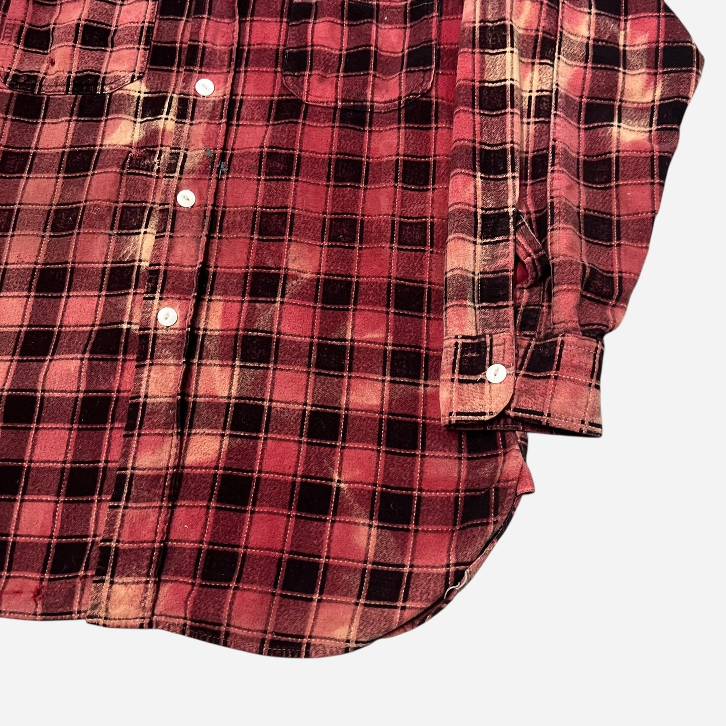 1940s Cotton red plaid flannel (M)