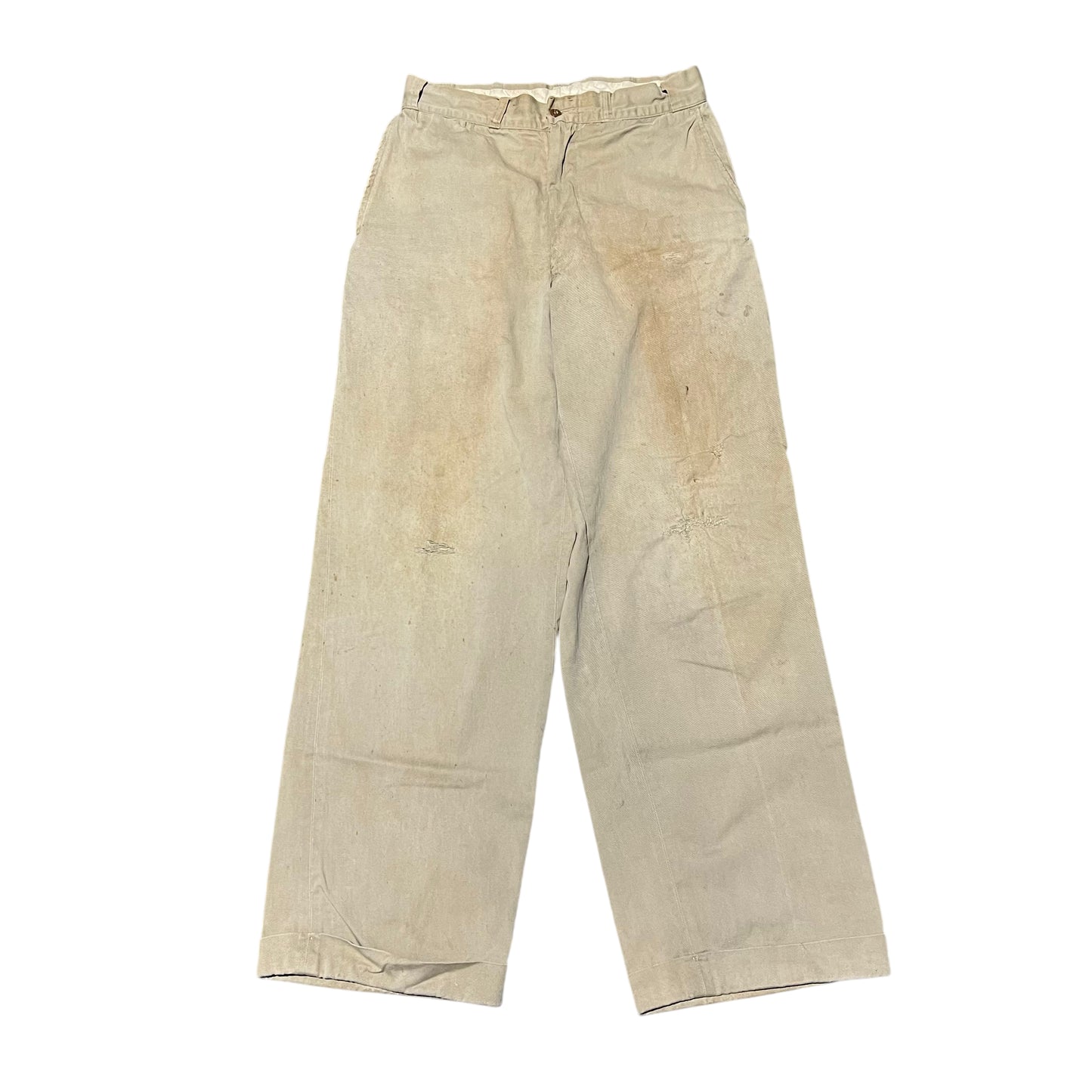 1950s Sail cloth khaki chino work pants (28w)