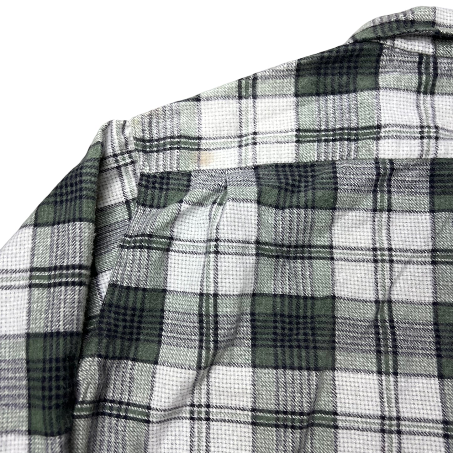 1960s Green plaid soft cotton shirt flannel (L)