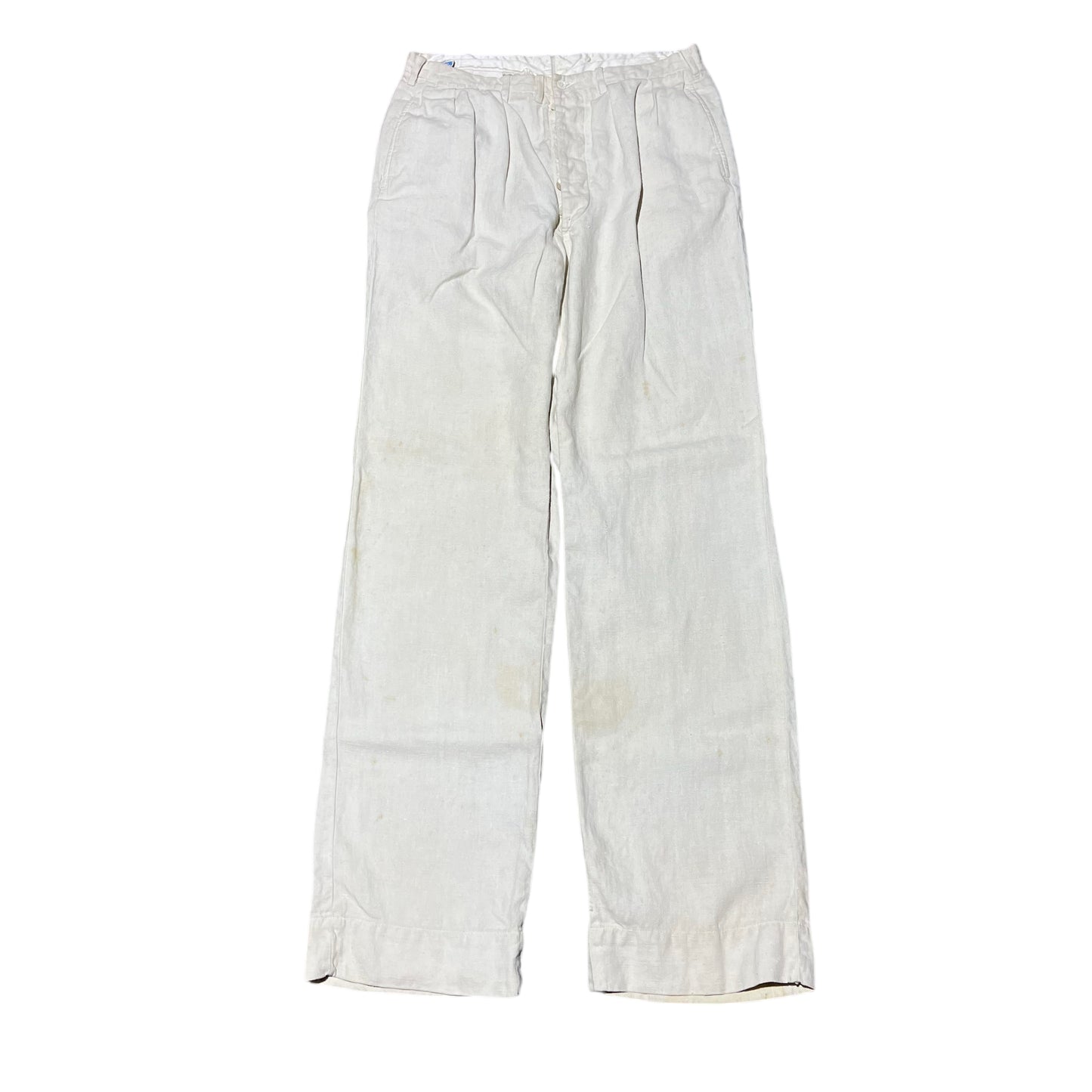 1930s Happy Man white linen pleated pants (29w)