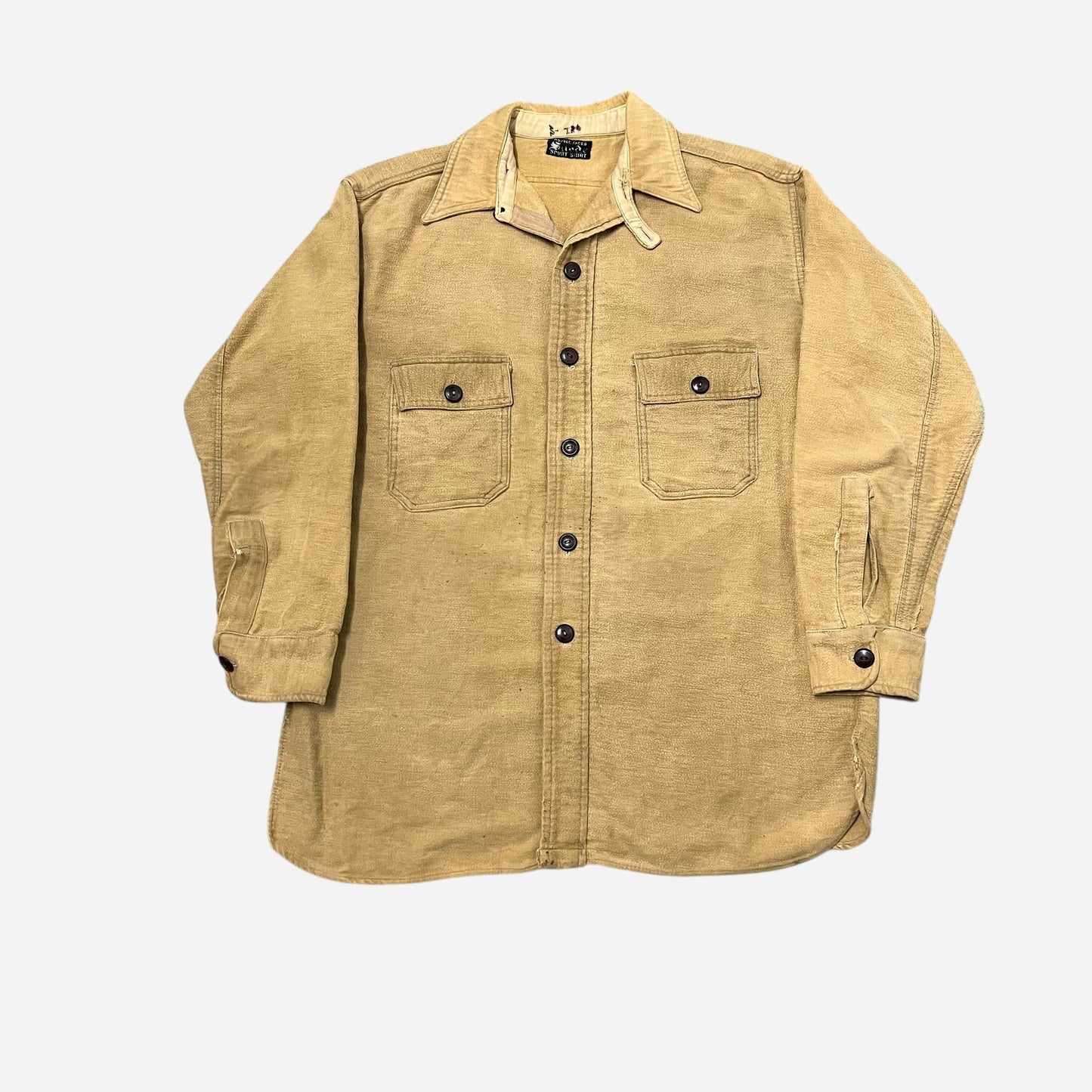 1930s Heavy cotton flannel chinstrap shirt (L)