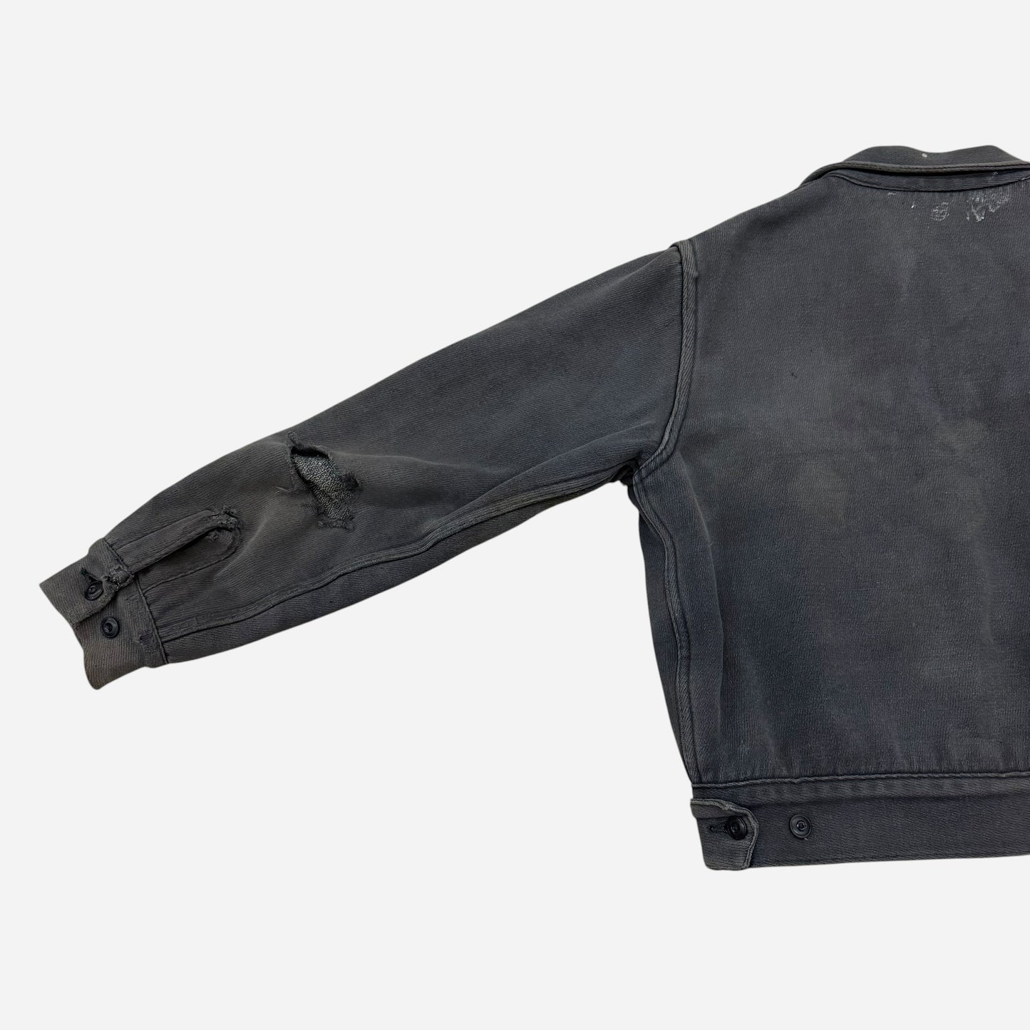 1950s Black sun faded cotton whipcord work jacket (S/M)