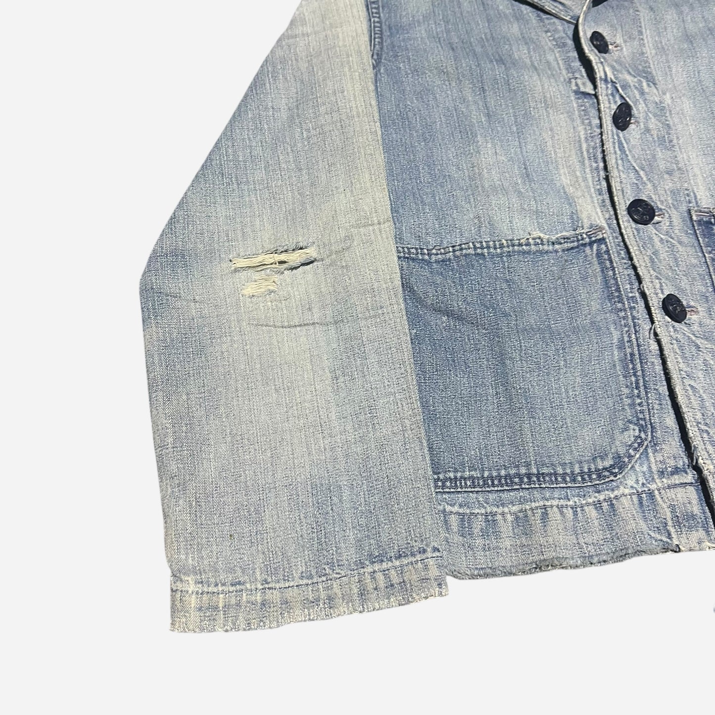 1940s WWII USN Shawl collar denim shirt jacket stenciled (S/M)