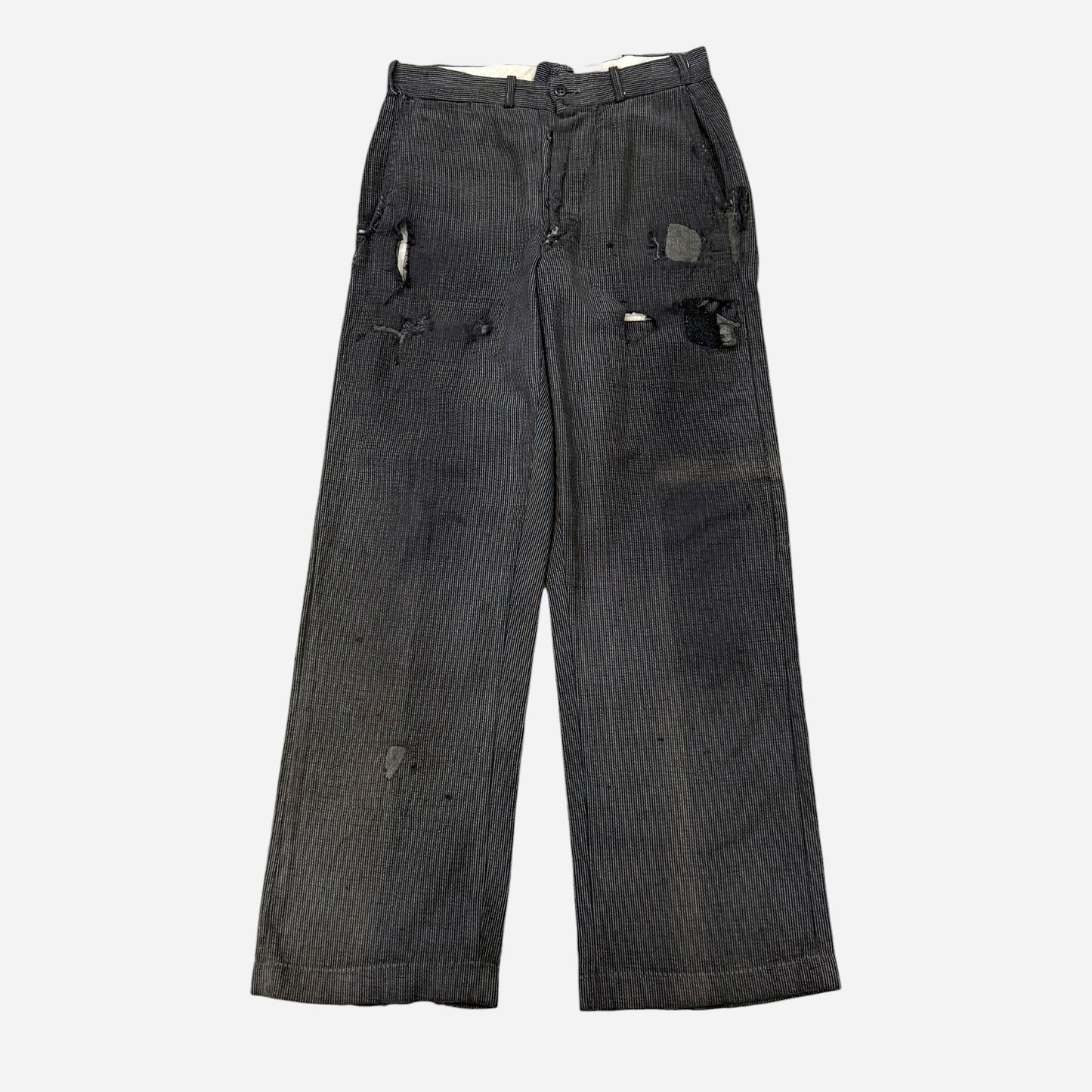 1940s Cone Hawthorne cotton moleskin salt & pepper button fly work pants