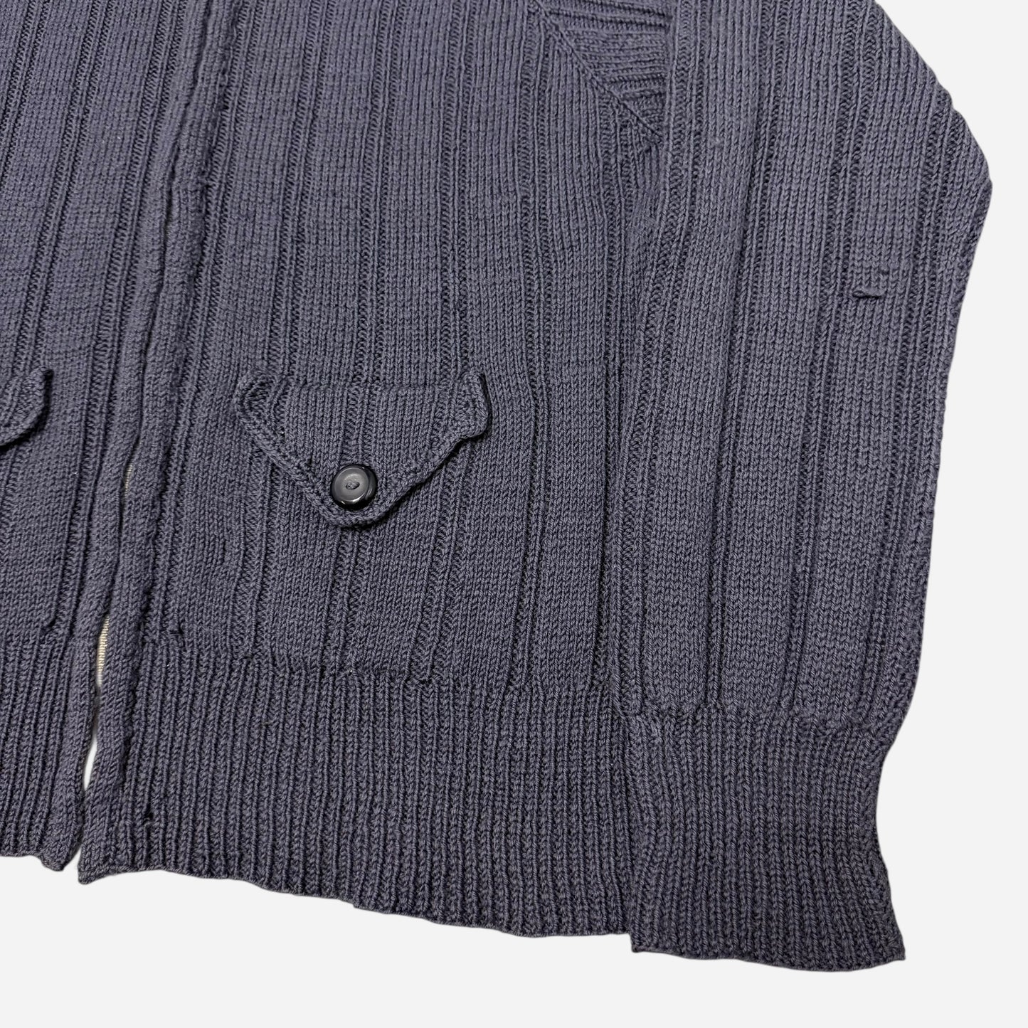 1930s 1940s Light blue ribbed wool talon zip up cardigan (L/XL)