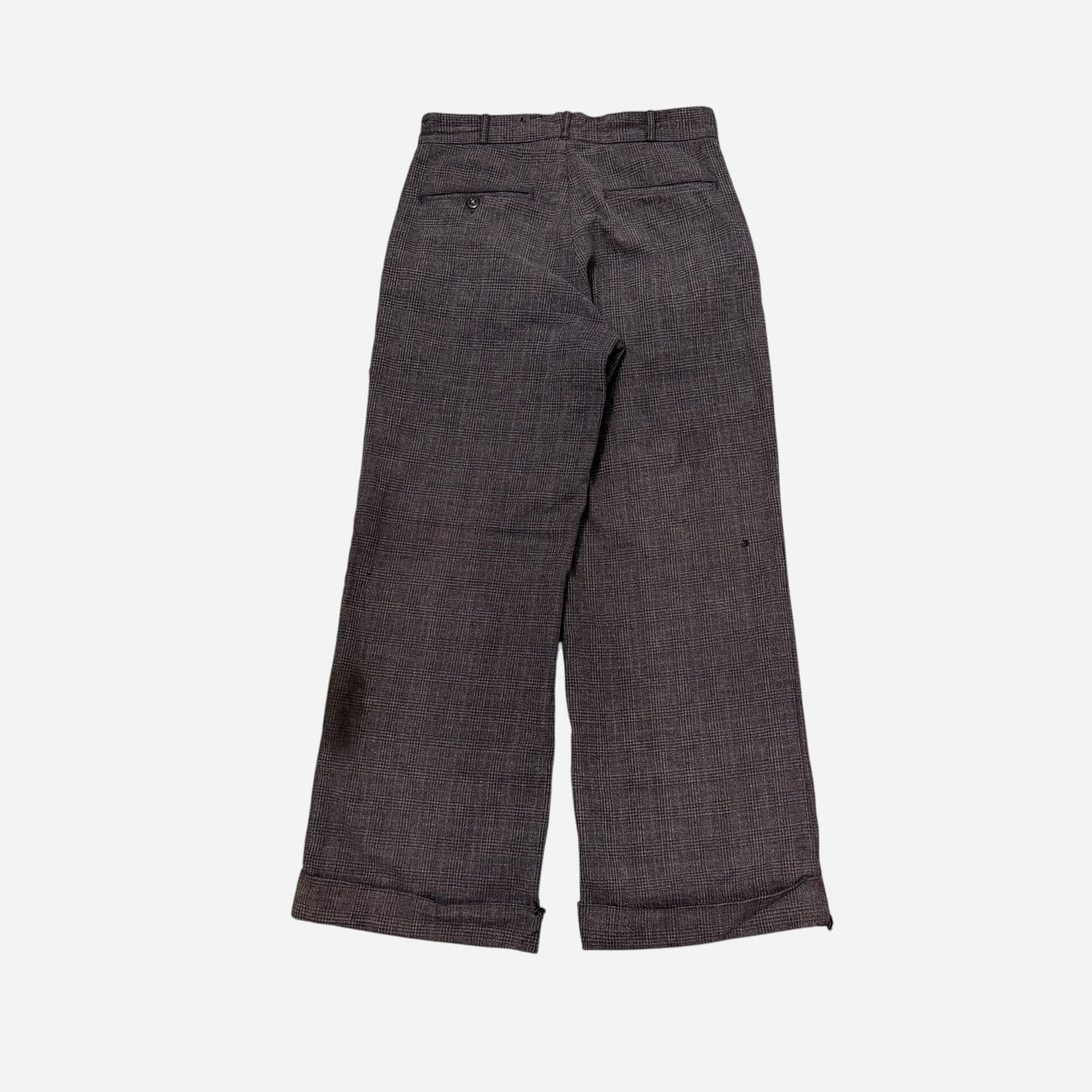 1930s Panama cotton plaid pattern button fly pants (27w)