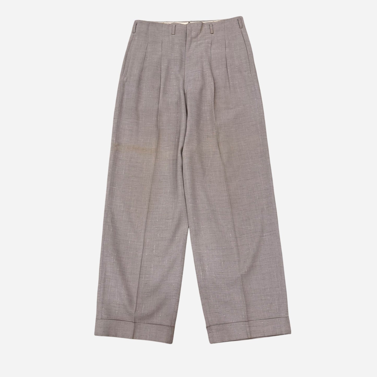 1950s Campus light pinkish flecked pattern cotton pleated pants (30w)