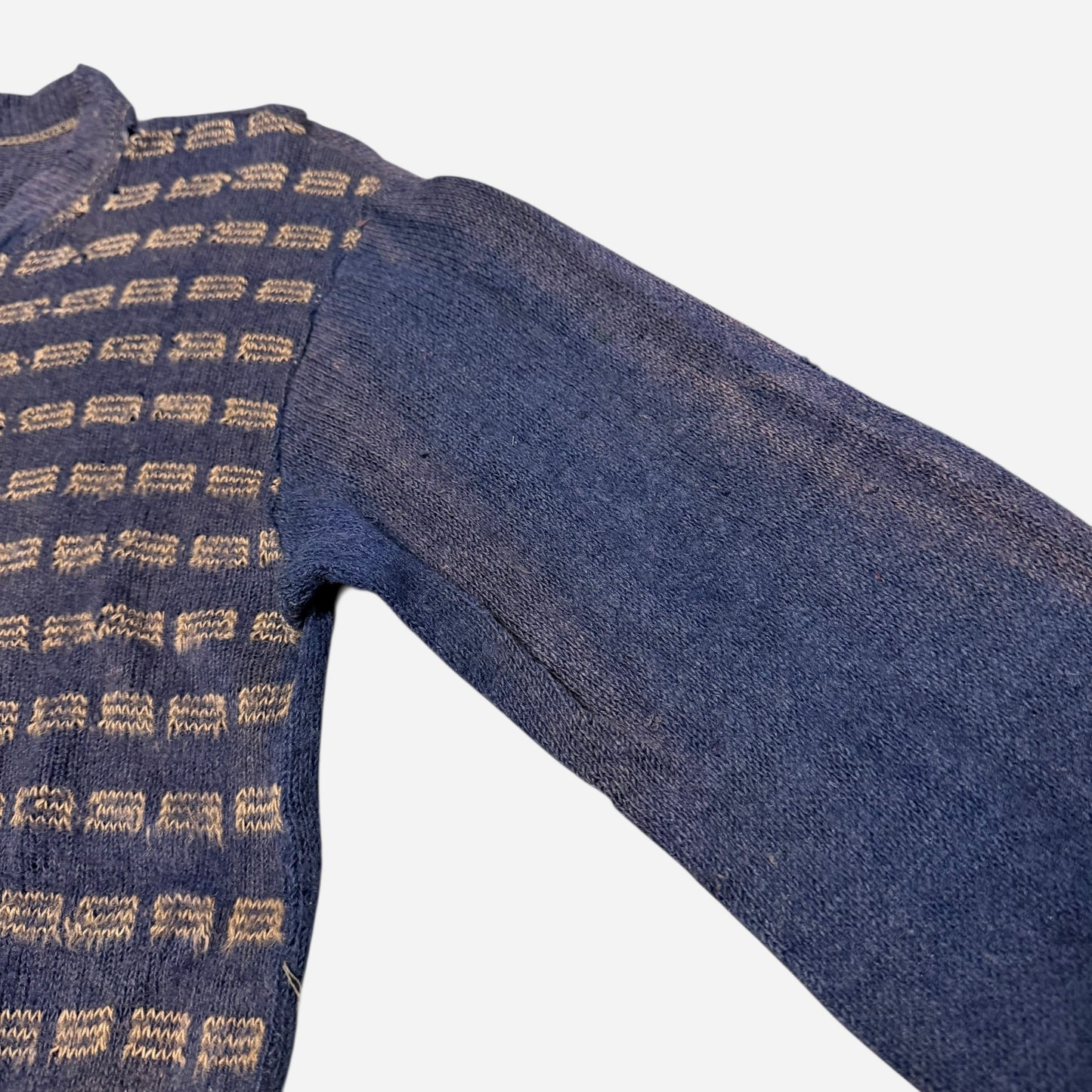 1930s Mohair quarter zip pattern knit sweater (S)
