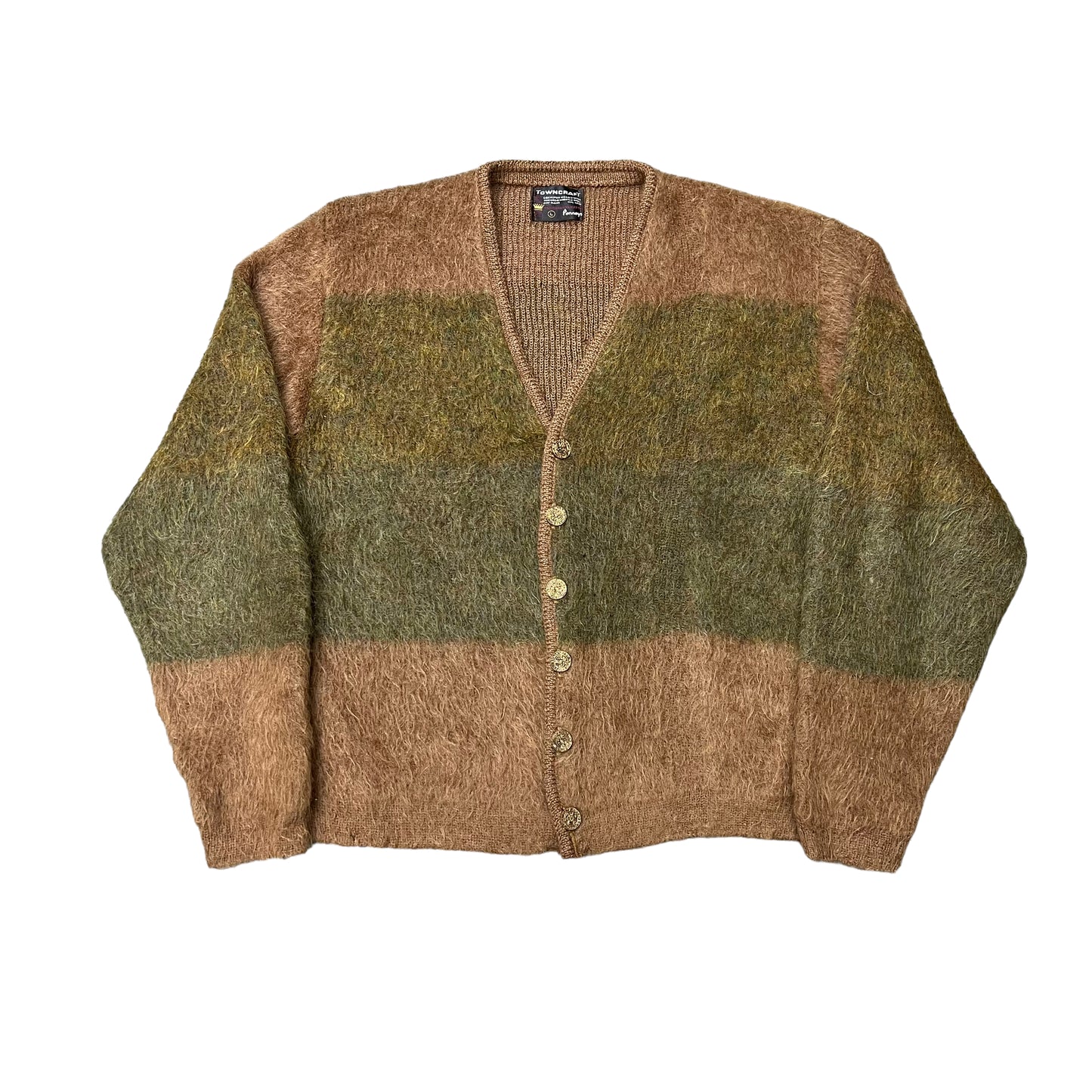 1960s Penneys earth toned mohair cardigan (L)