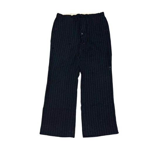 1940s Black wool striped button fly pants (36w)