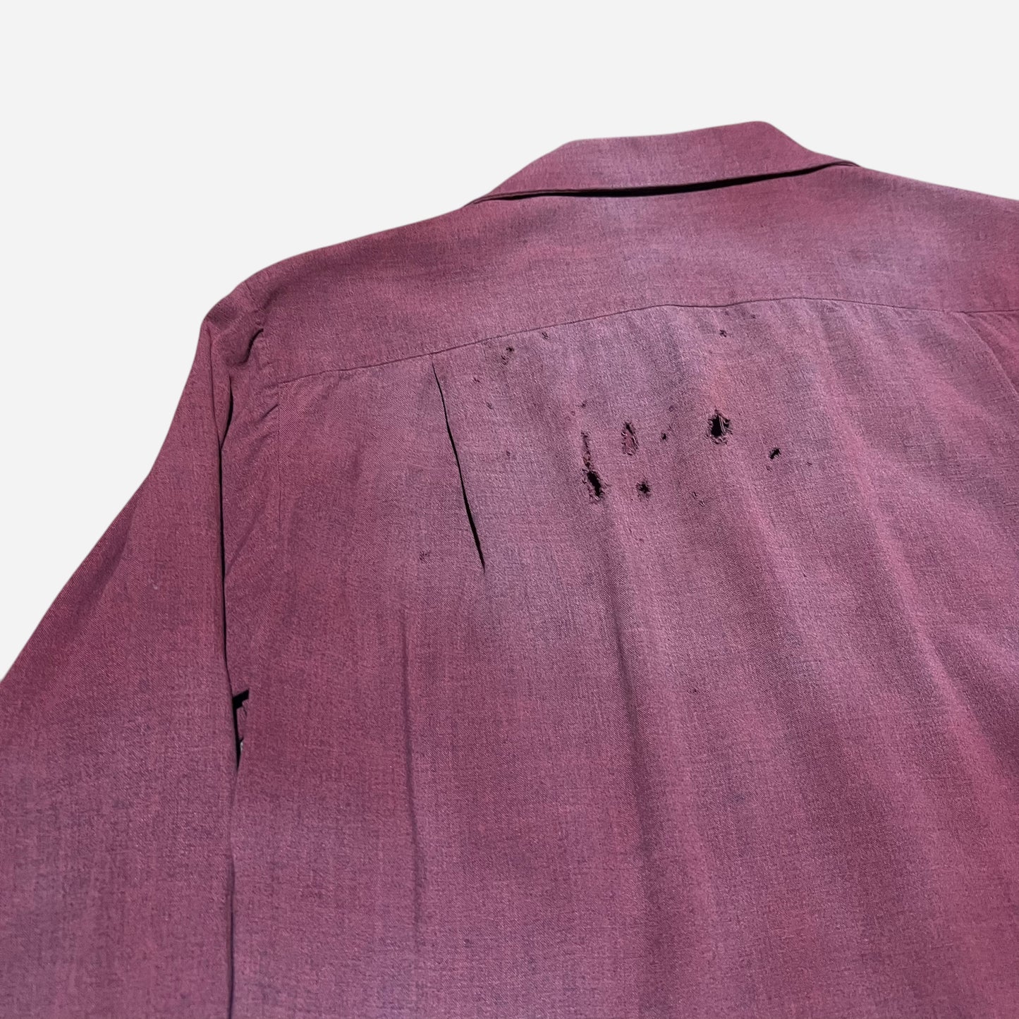 1960s Burgundy rayon loop collar shirt (M)