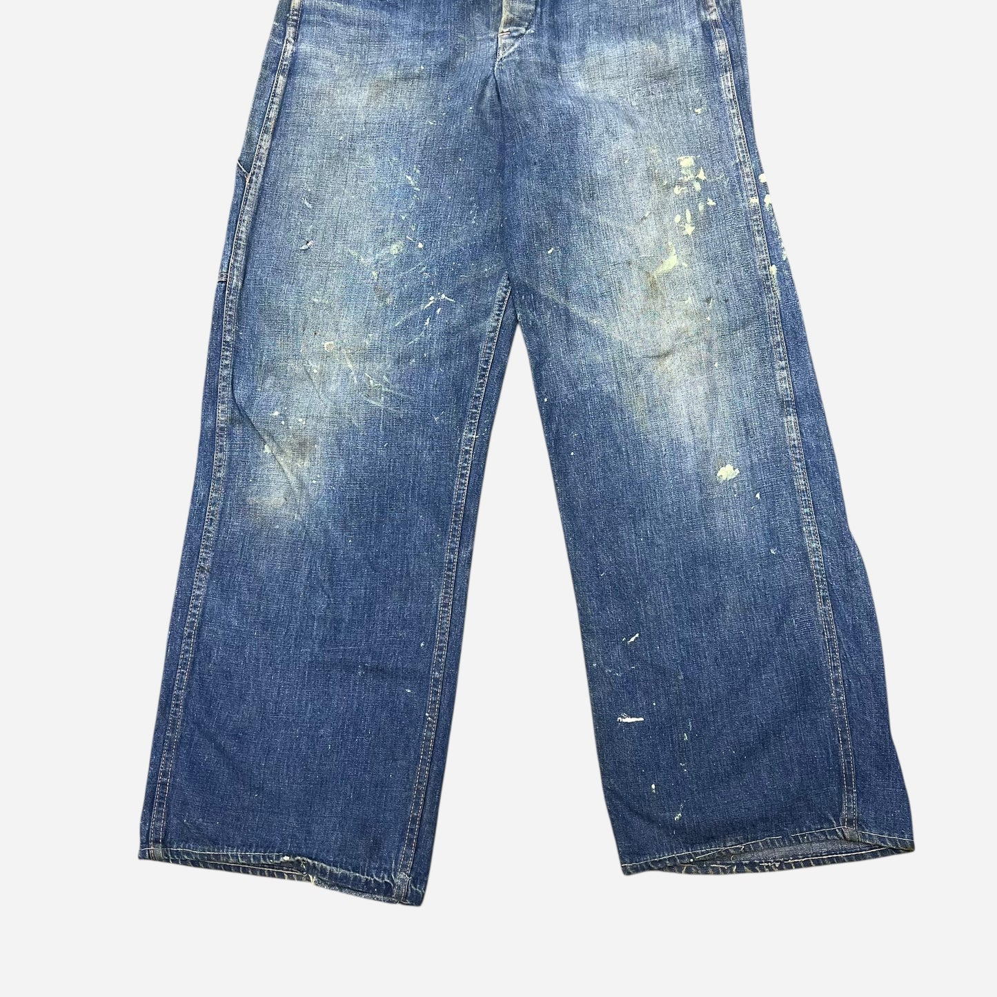 1930s 1940s Unbranded donut button fly denim painter jeans (29w)