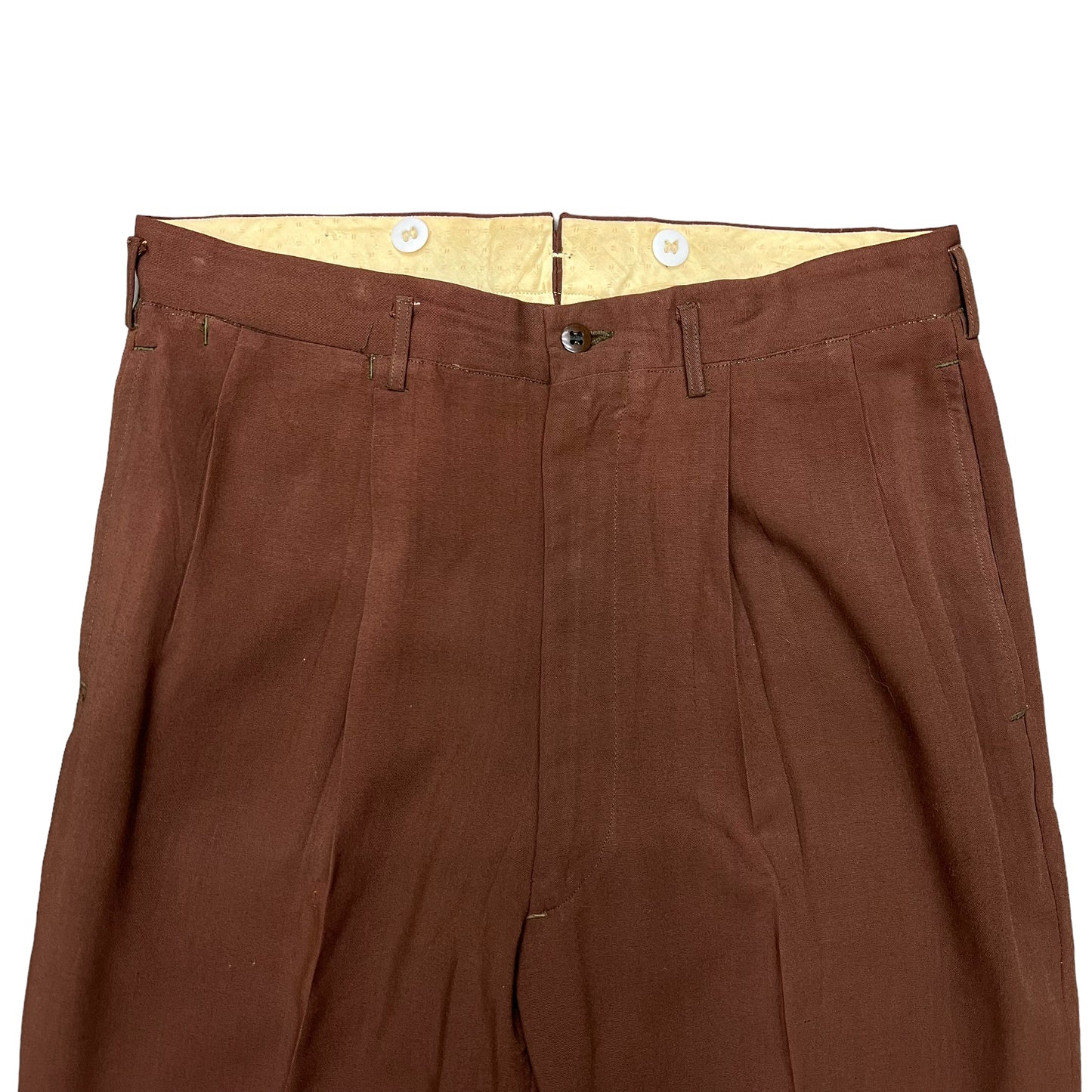 1940s Brown gabardine drop loop pants (30w)