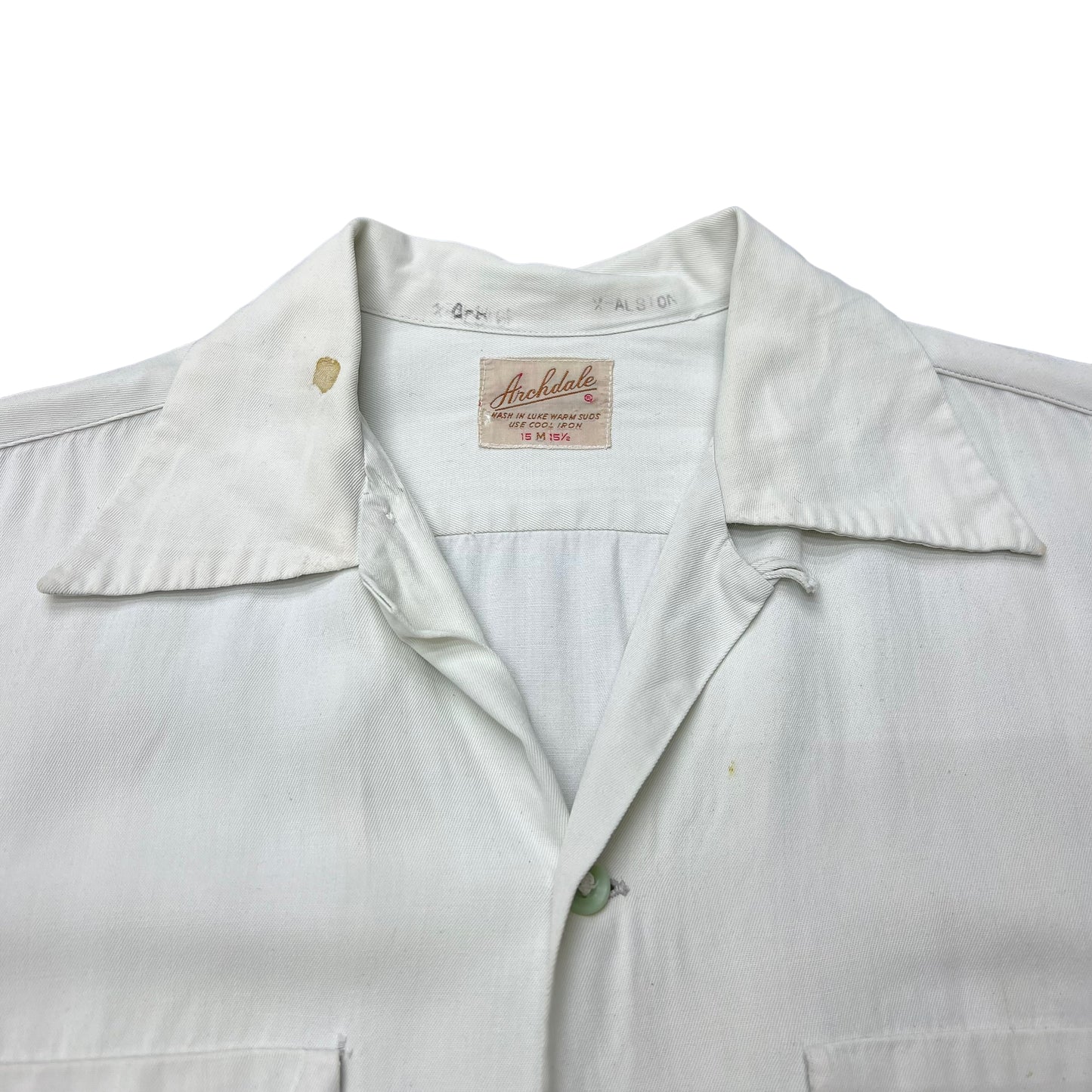 1950s Mint green rayon loop collar shirt (M)