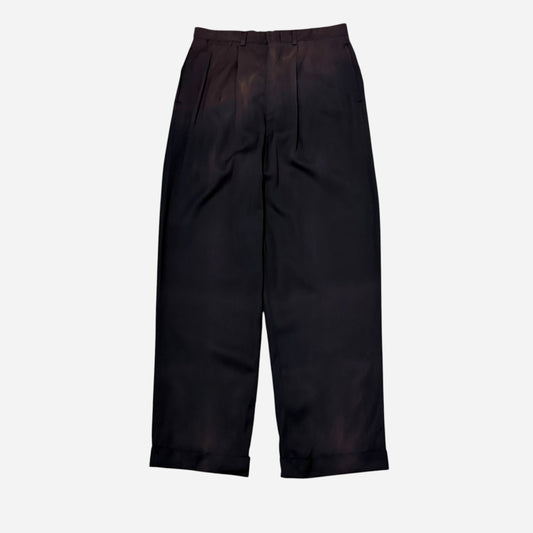 1950s Black sun faded rayon pleated pants (28w)