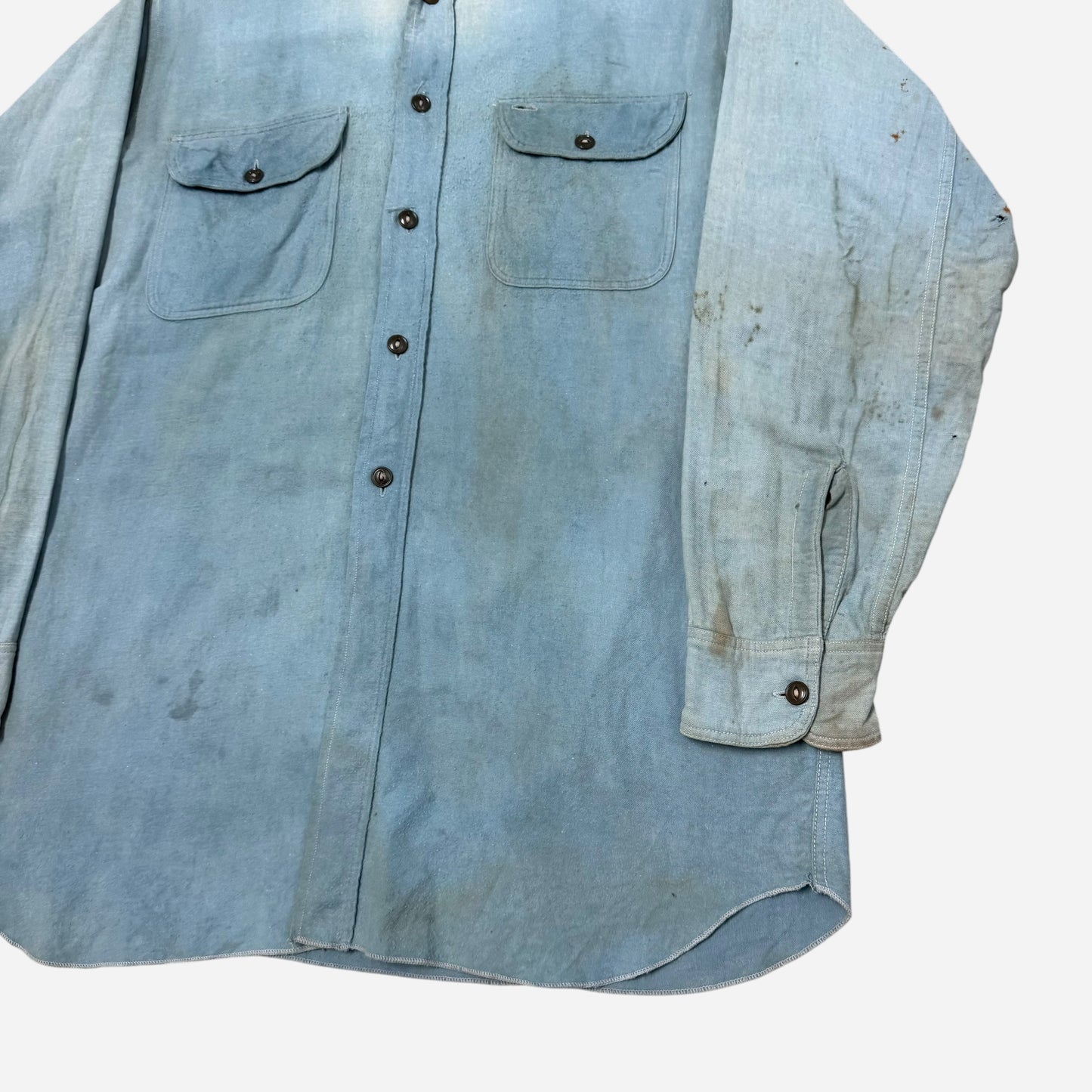 1930s Anvil sun faded cotton moleskin work shirt (M)