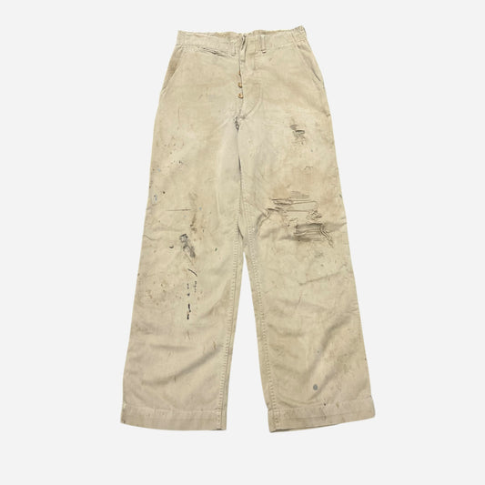 1940S WWII US Army repaired khaki chino pants (28w)