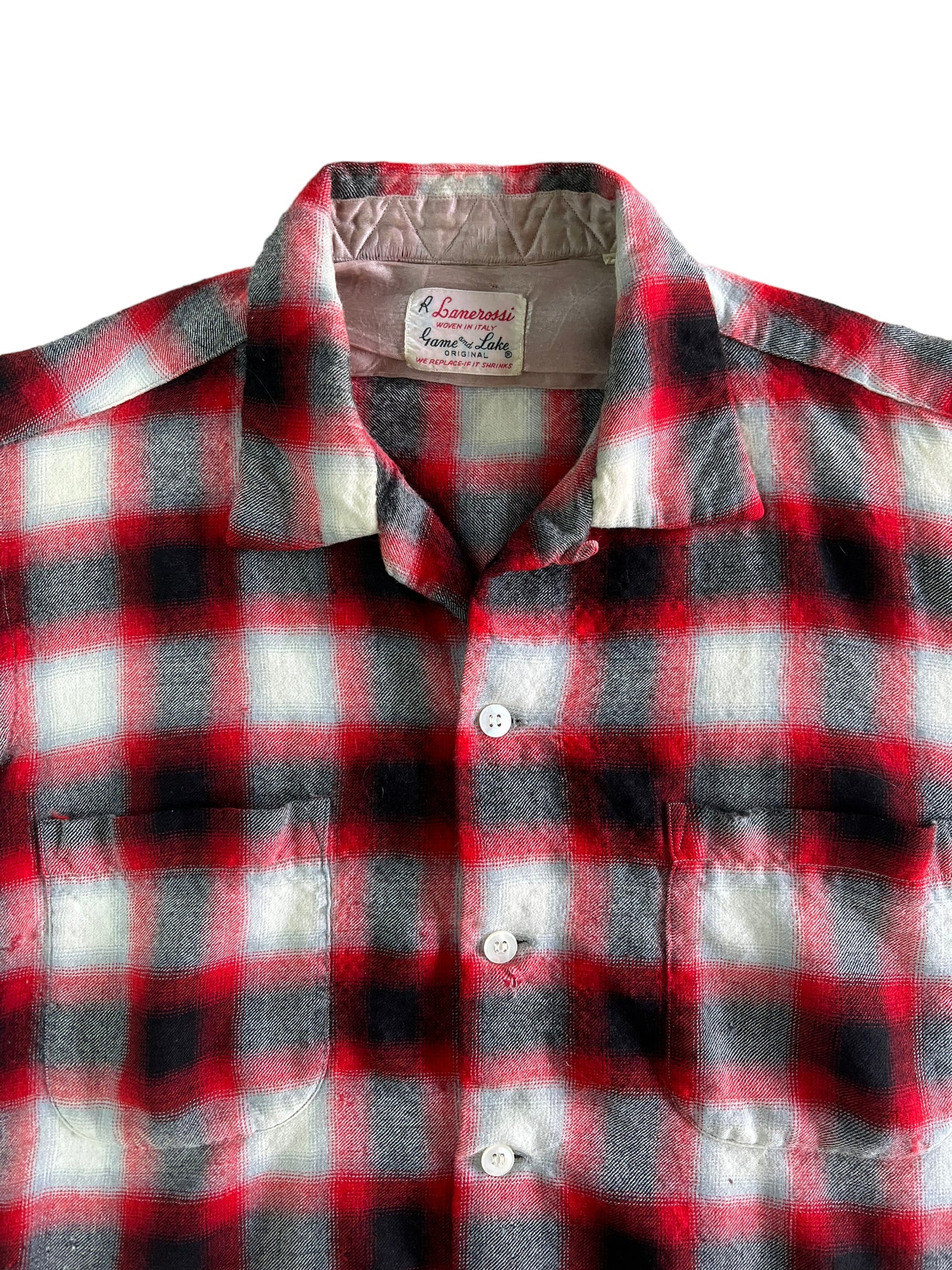 1950s Wool ombre check loop collar shirt (M/L)