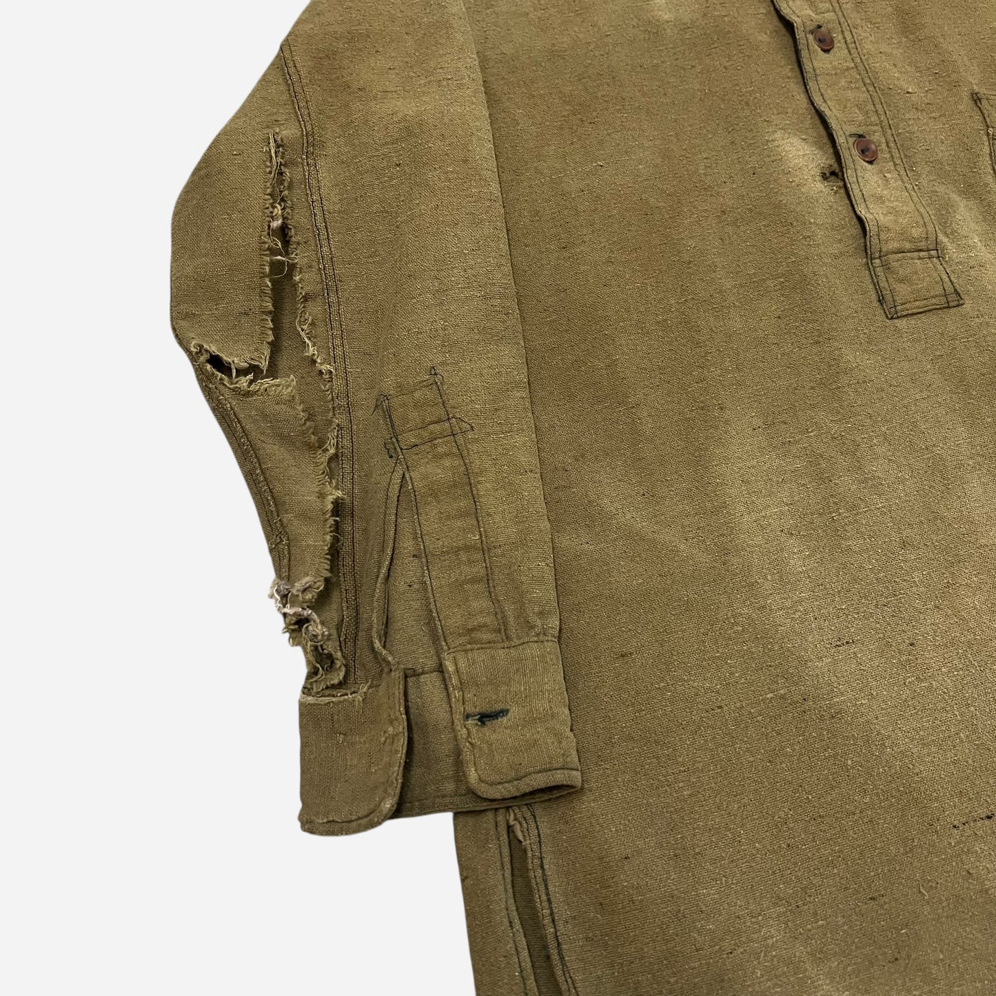 1920s Green/brown wool chinstrap pullover work shirt (S)