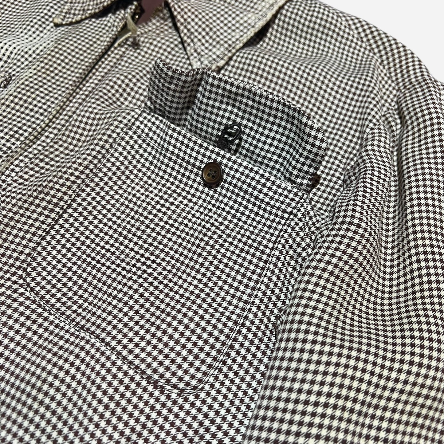 1950s Brown/white houndstooth reversible rayon jacket (M/L)