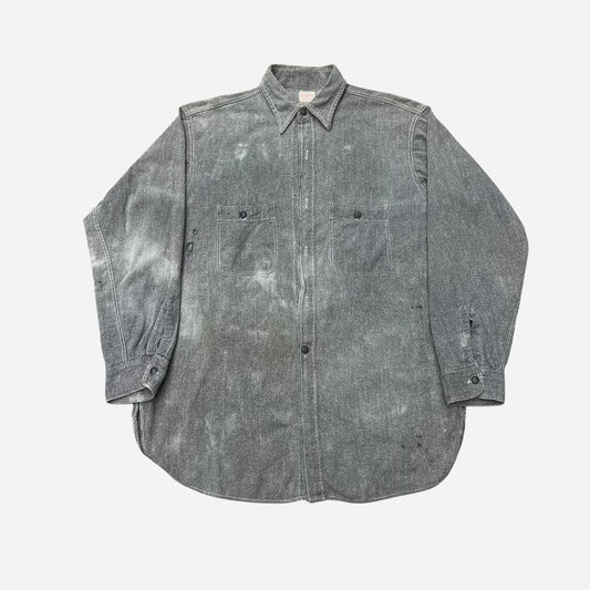 1950s Salt & pepper chambray work shirt (L/XL)