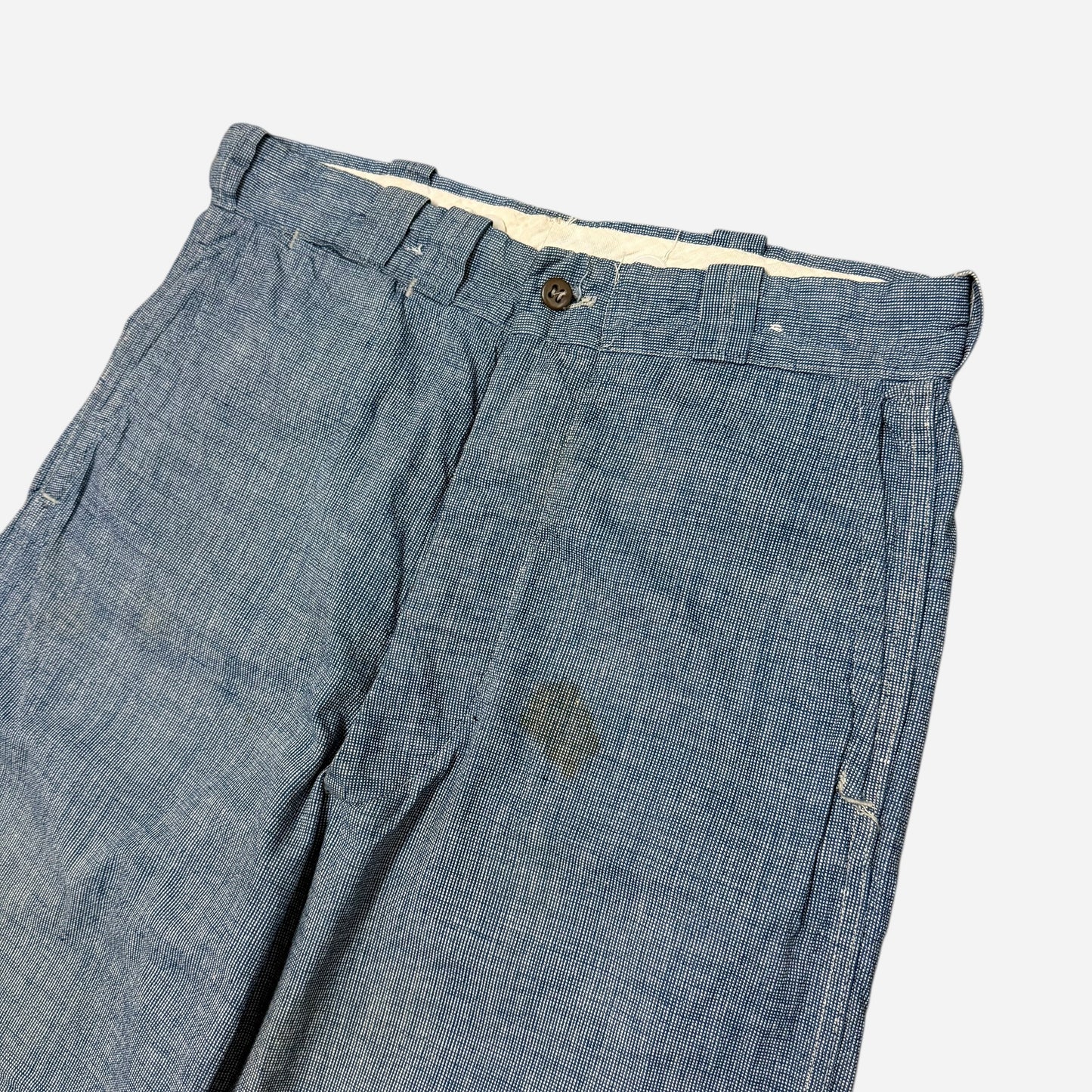 1940s Pincheck button fly cotton work pants (29w)