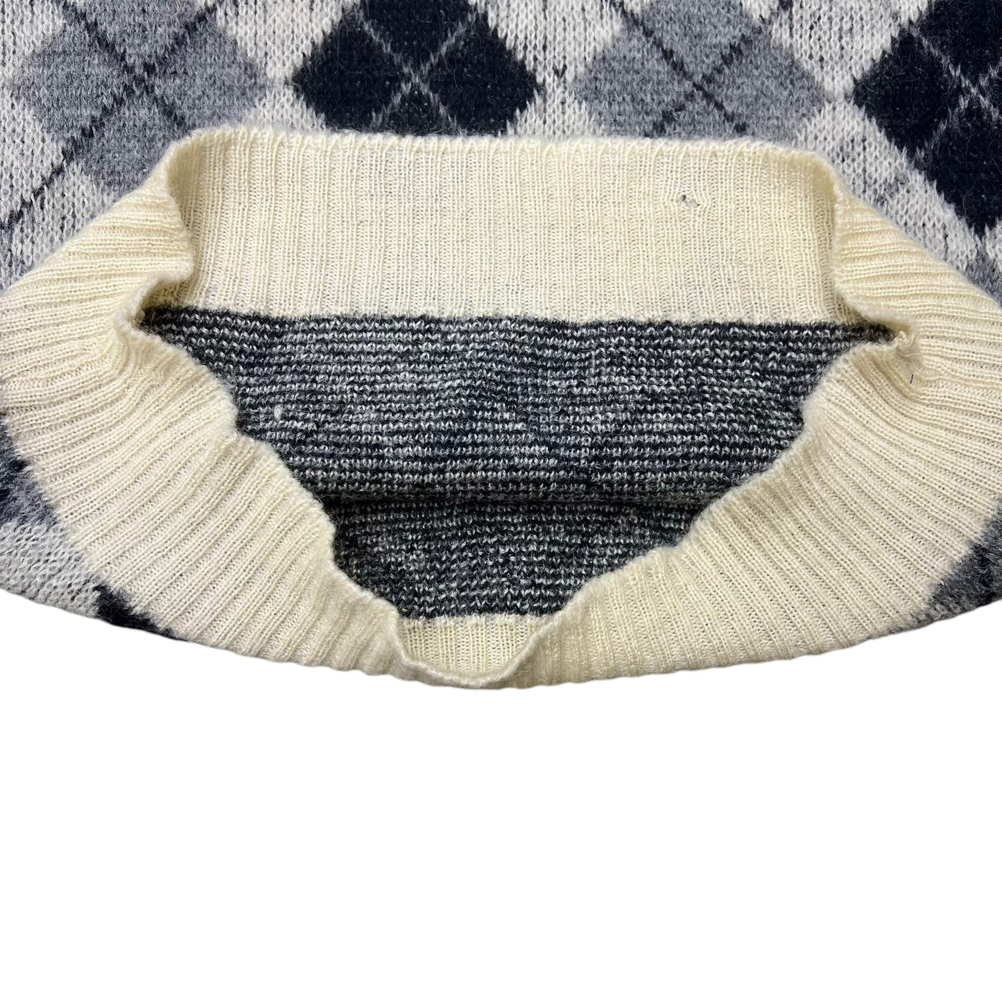 1970s Jantzen black & grey plaid mohair sweater (XL)