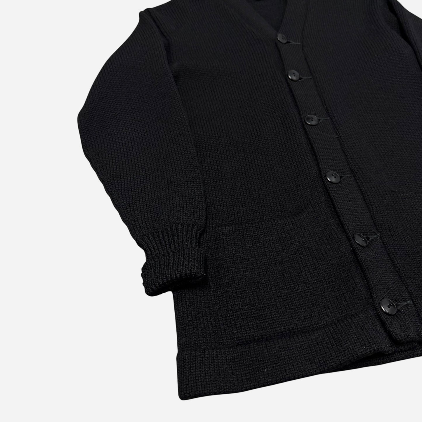 1940s Black wool knit cardigan sweater (M)