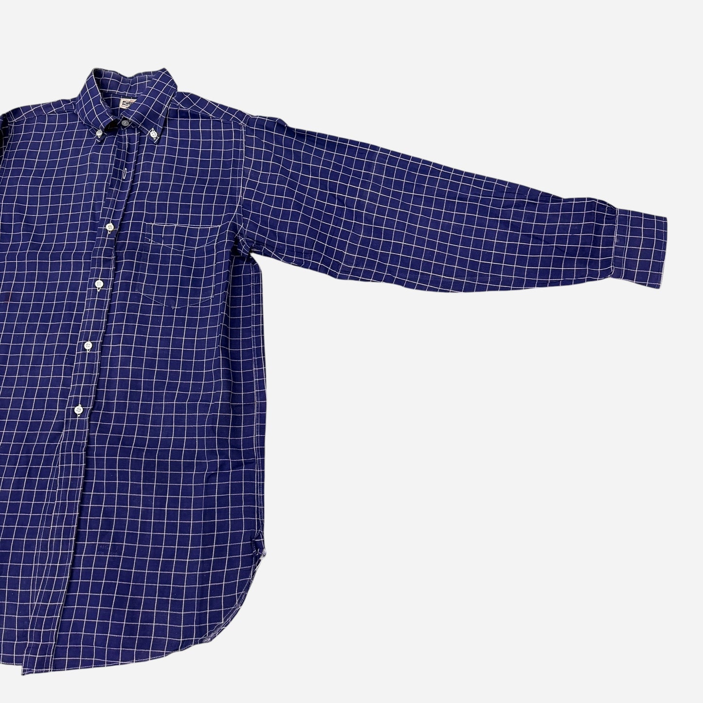 1940s Windowpane pattern cotton purple/blue button down shirt (S/M)