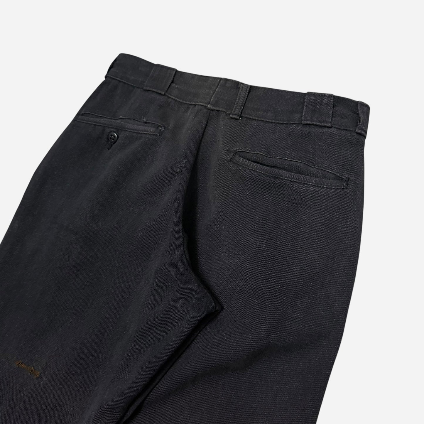 1960s Black cotton whipcord work pants (28w)