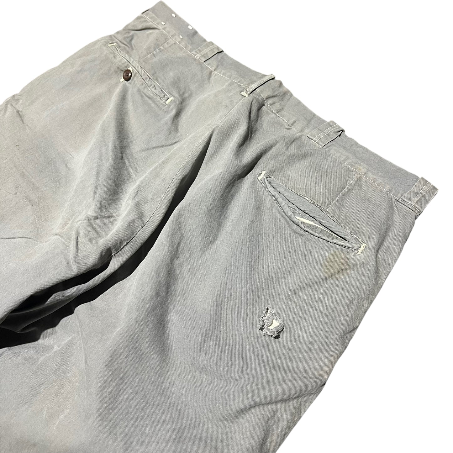 1940s Button fly gray sail cloth chino work pants (36w)