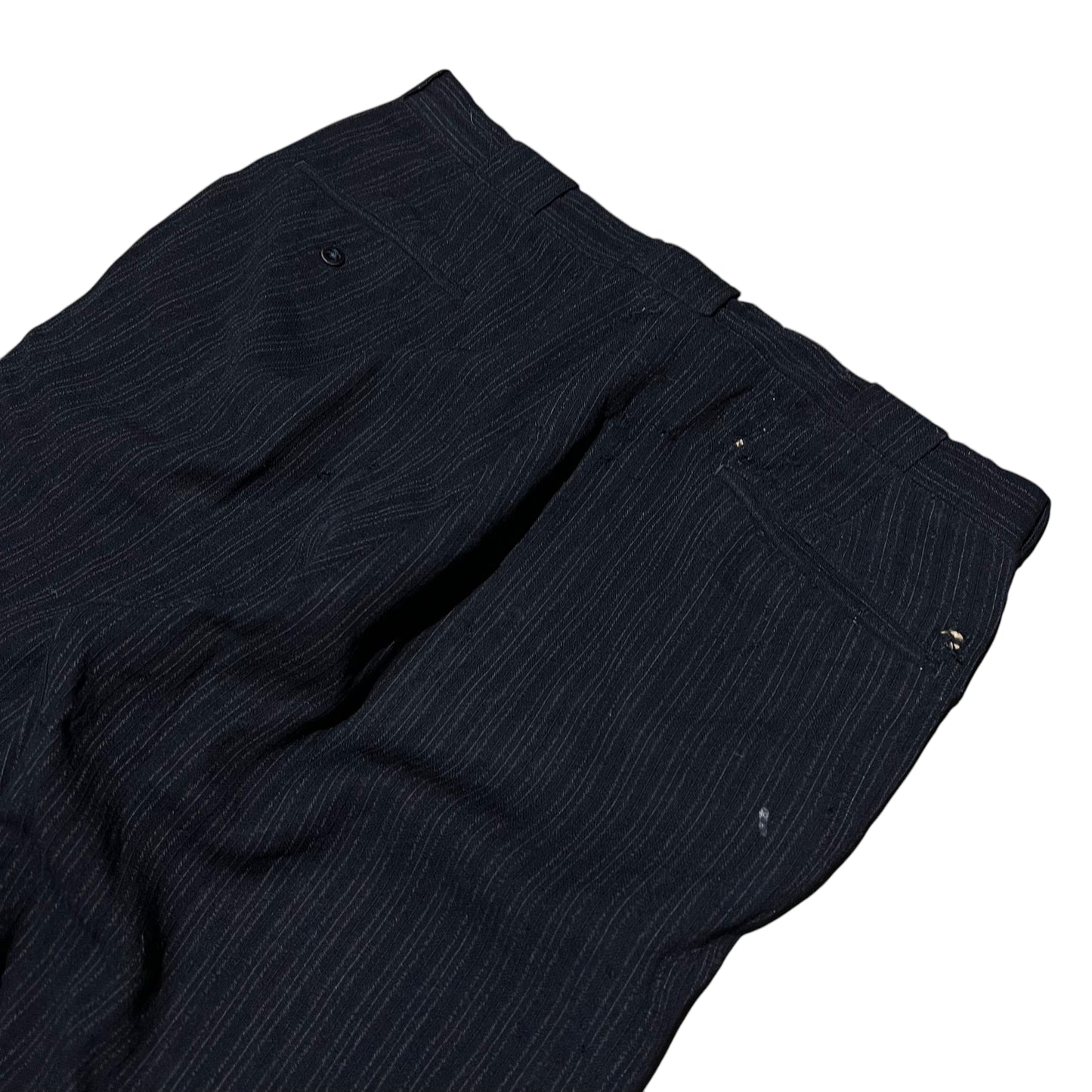 1940s Black wool striped button fly pants (36w)