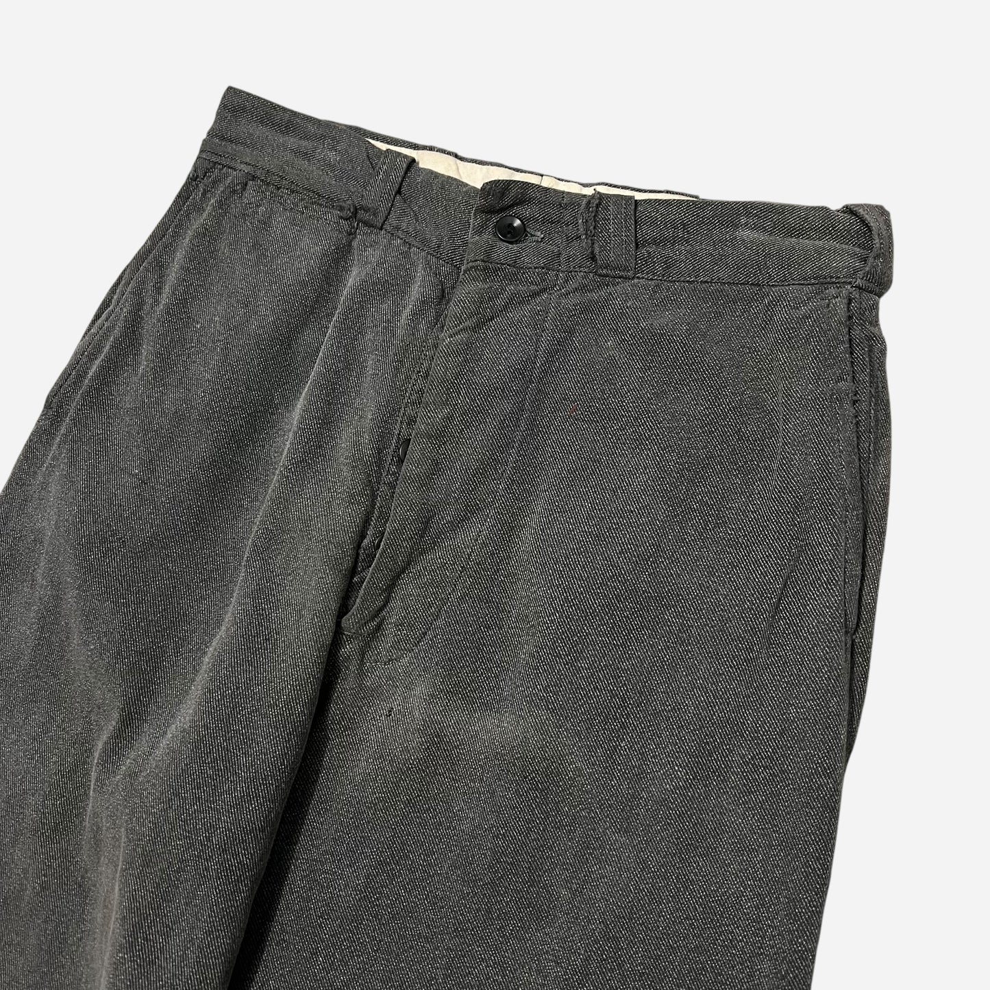 1940s Big Mac salt & pepper heavy cotton button fly work pants (29w)