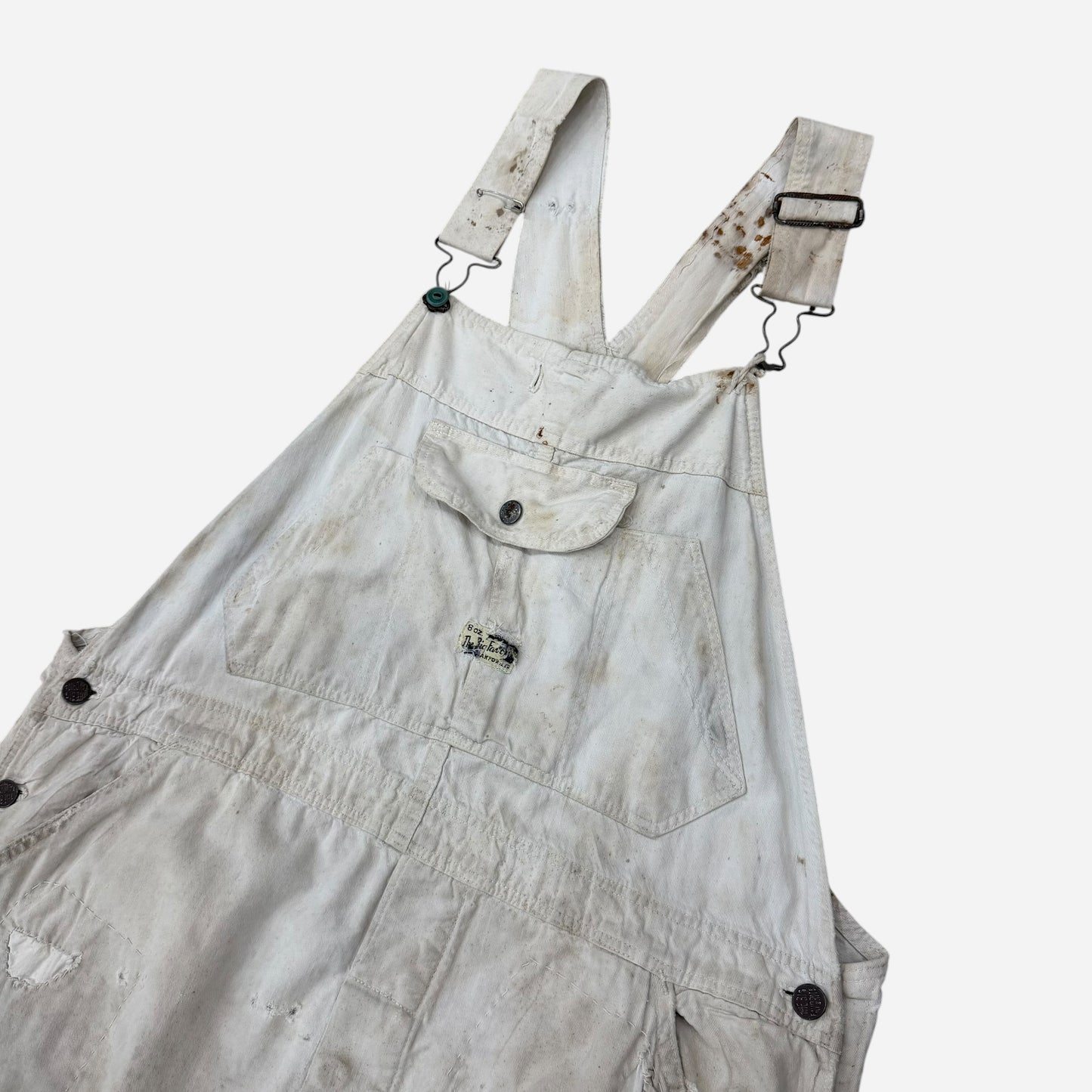 1930s 1940s N&W The Big Favorite white cotton repaired overalls (40w)