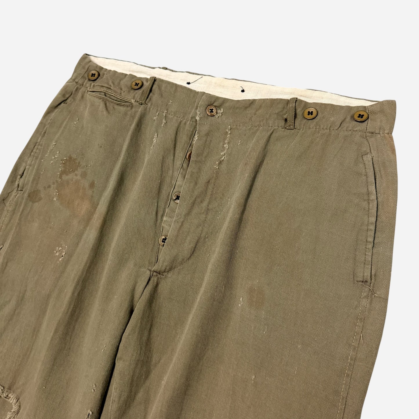 1930s Green light cotton button fly pants (36w)