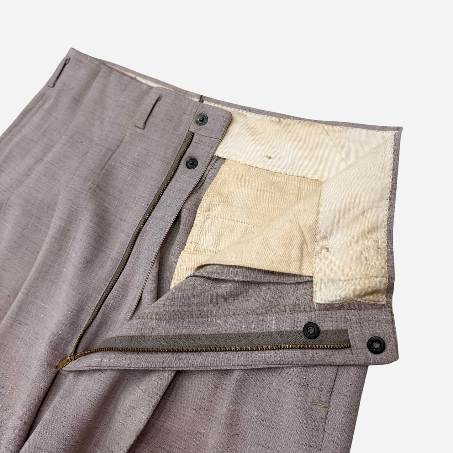 1950s Campus light pinkish flecked pattern cotton pleated pants (30w)